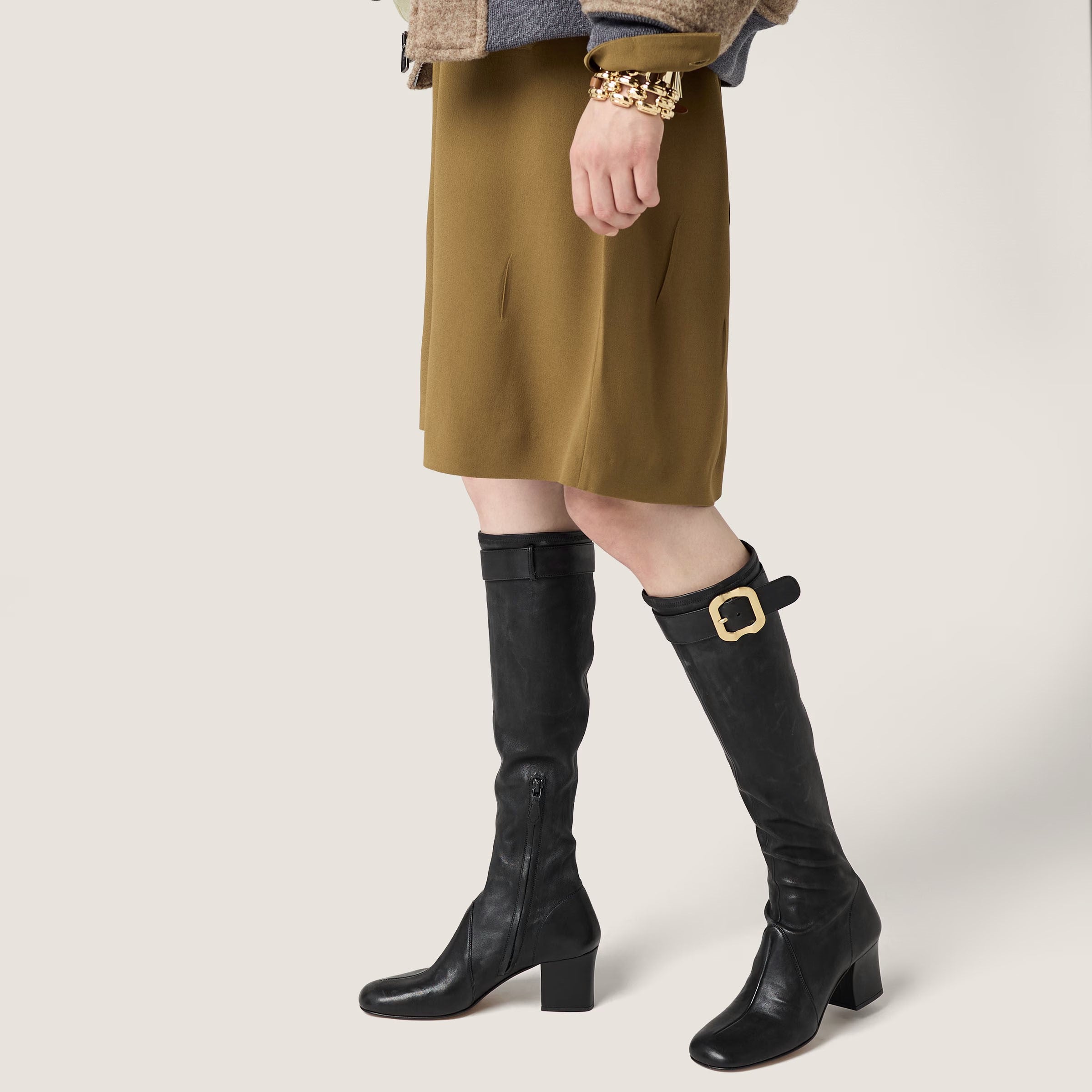 Nappa leather boots with buckle