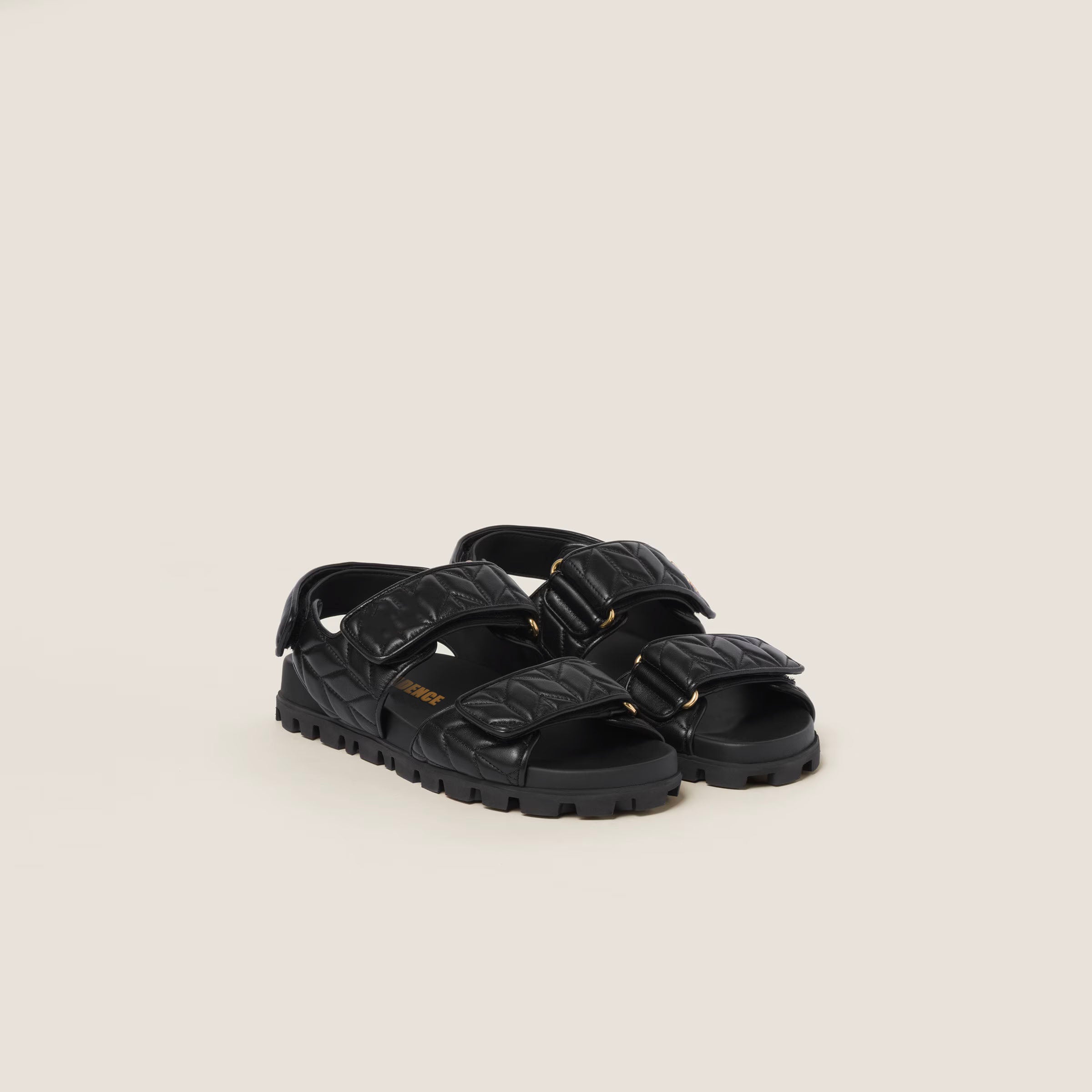Sporty matelassé nappa leather sandals