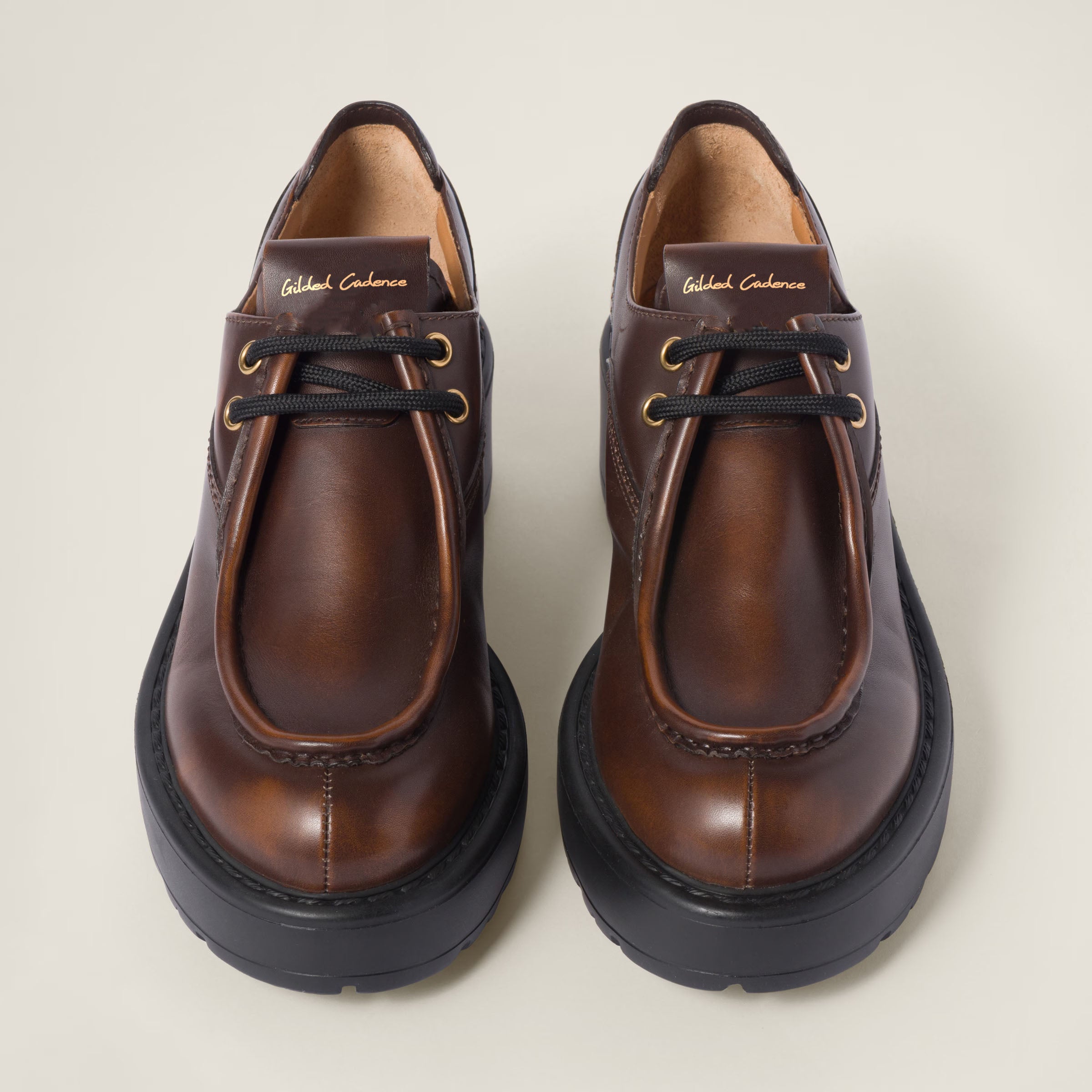 Laced Fume Leather Retro Shoes