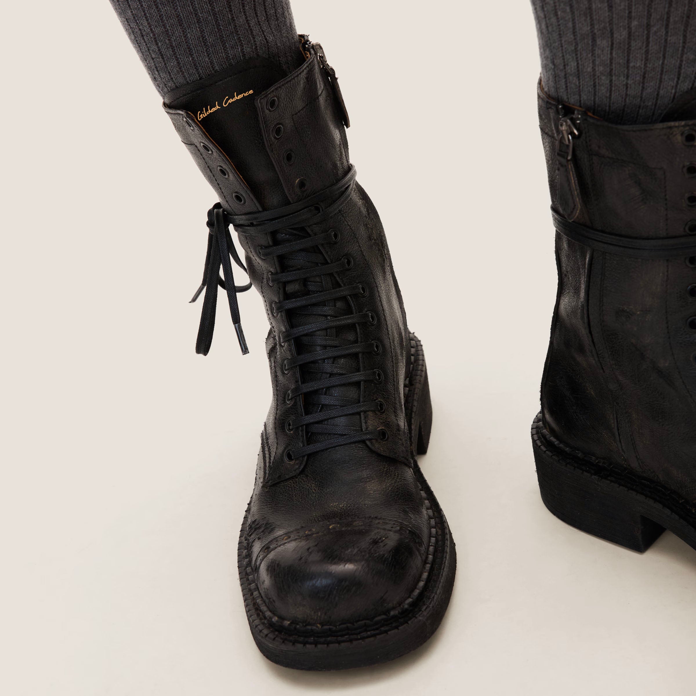 Leather laced booties