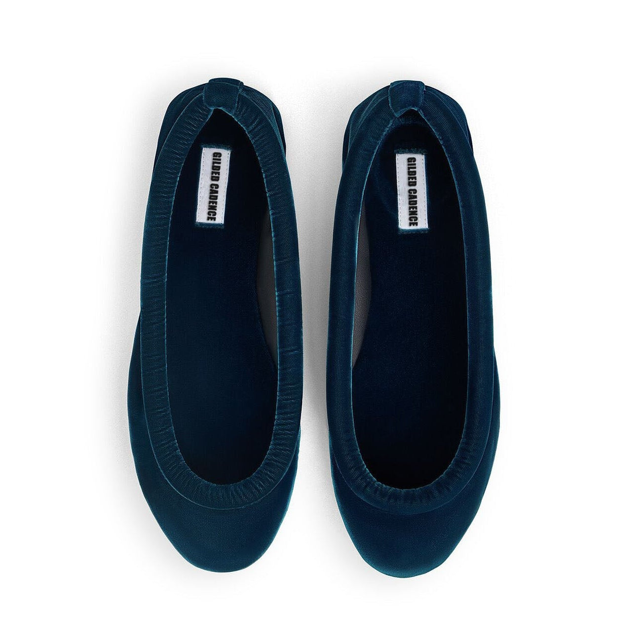 Peacock Blue Velvet Square Toe Flats