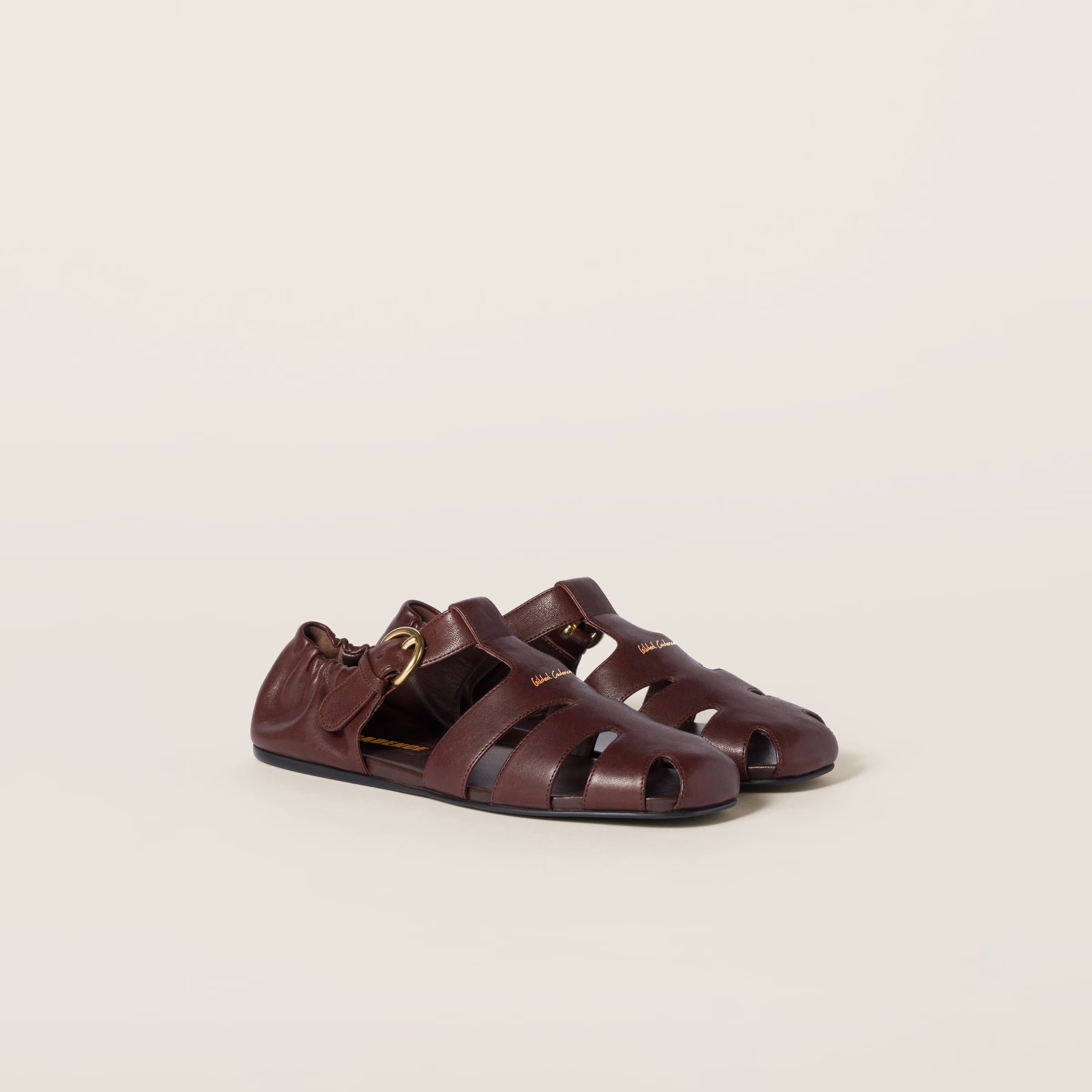 Ruches nappa leather fisherman's sandals