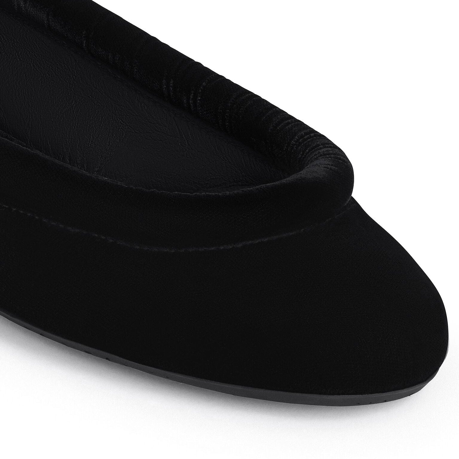 Black Velvet Square Toe Ballet Flats