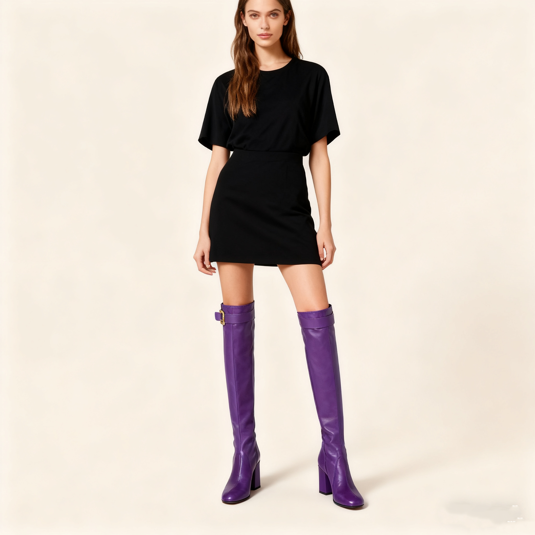 Nappa leather boots with buckle