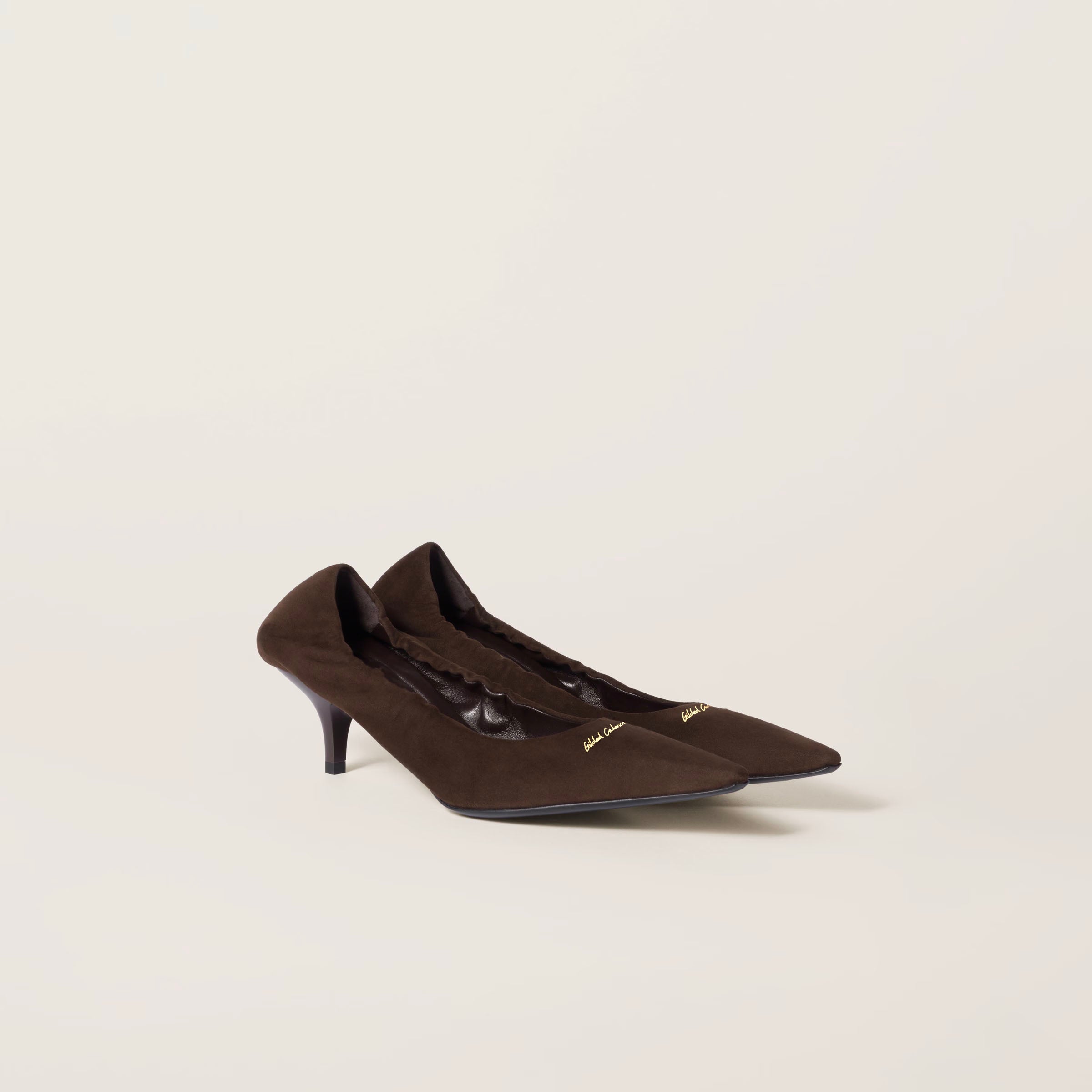 Ruches suede pumps