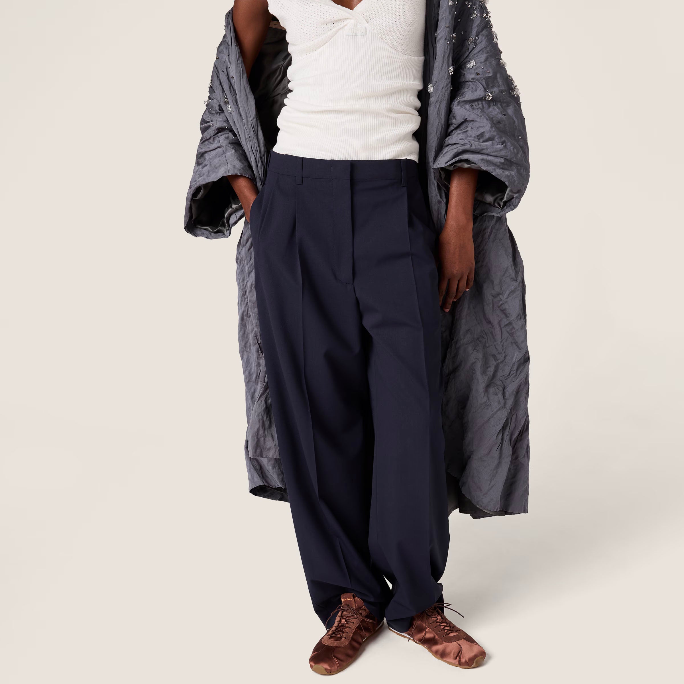 Plume satin sneakers