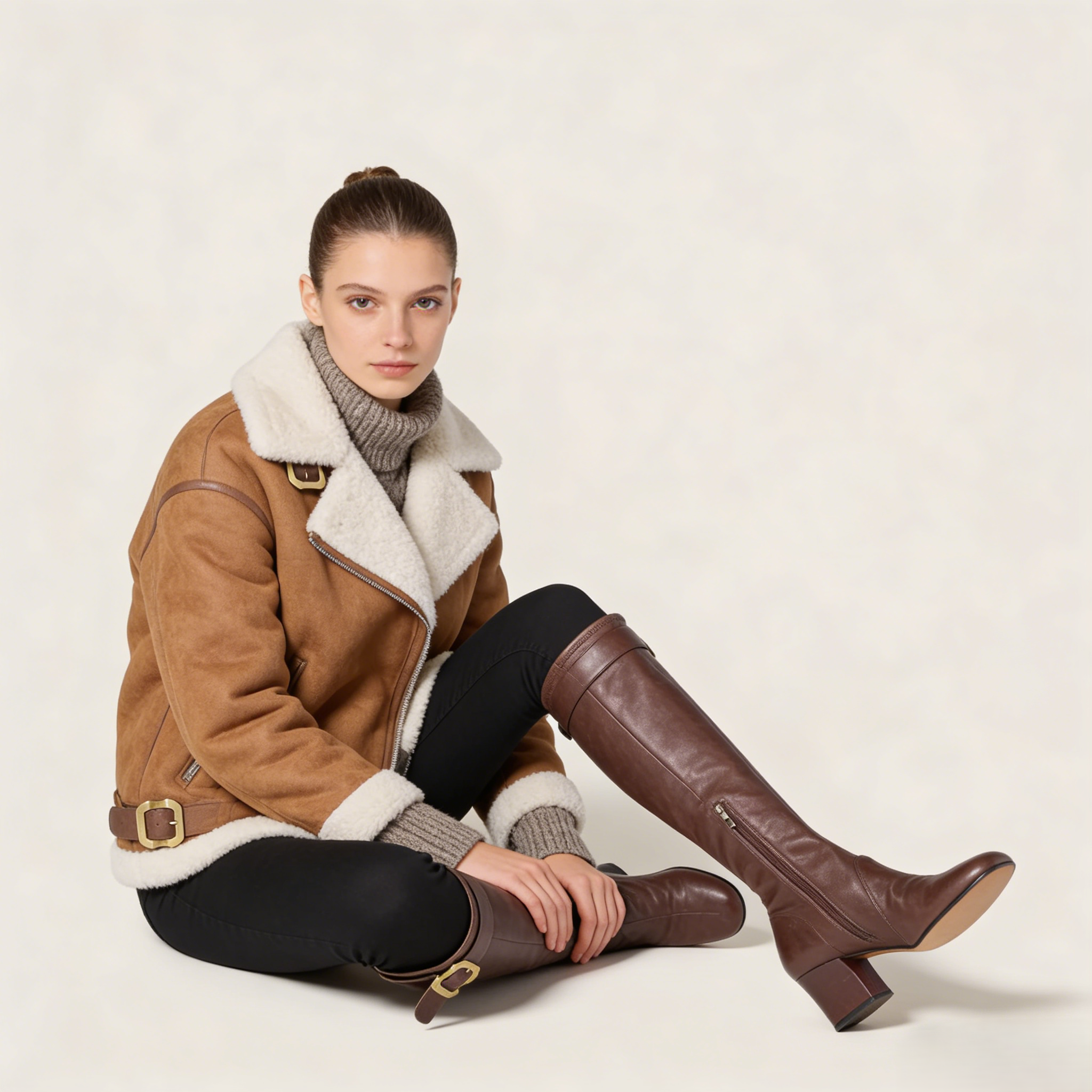 Nappa leather boots with buckle