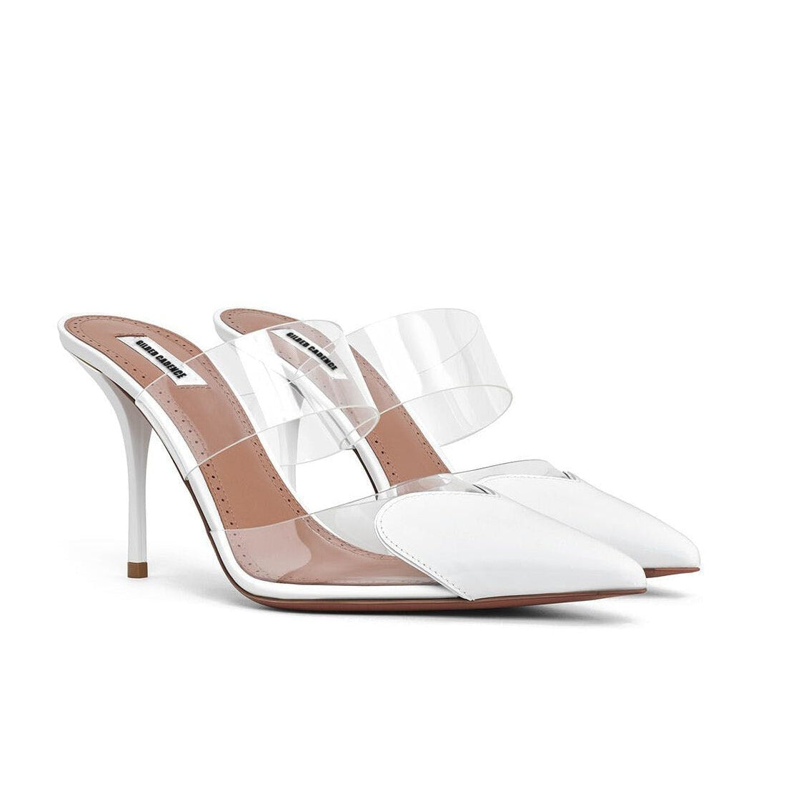 White Heart Patent Leather Mules