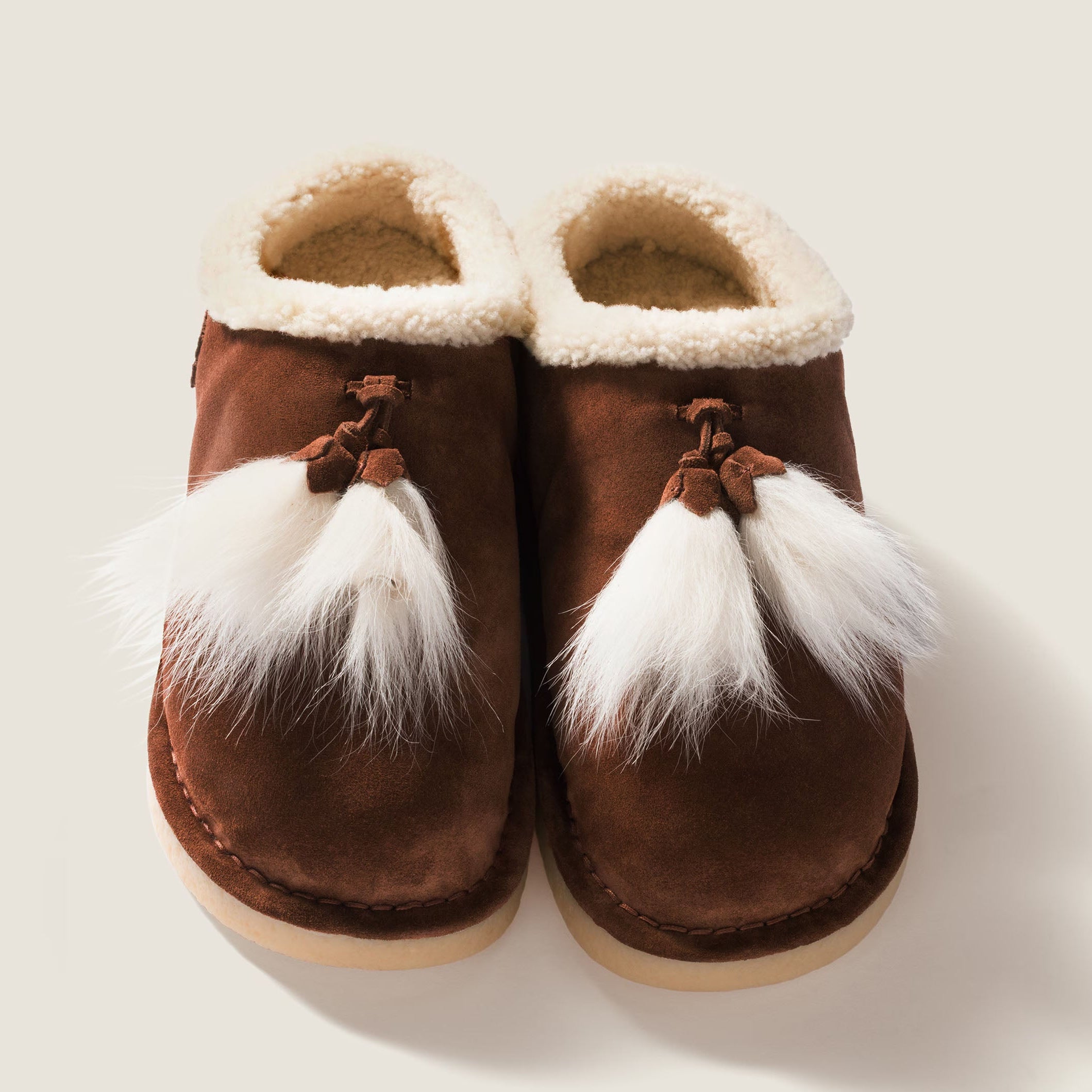 Women's Beige Suede Shearling Clog
