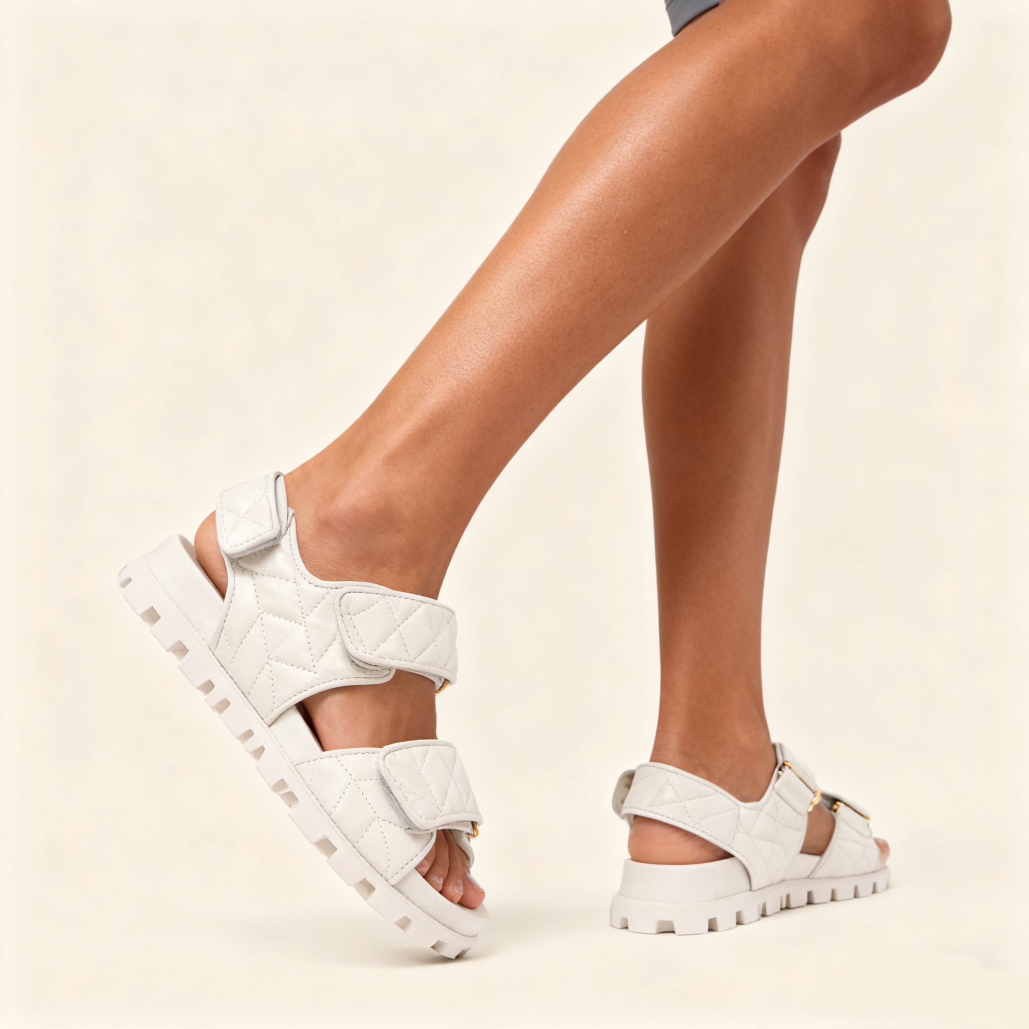 Sporty matelassé nappa leather sandals