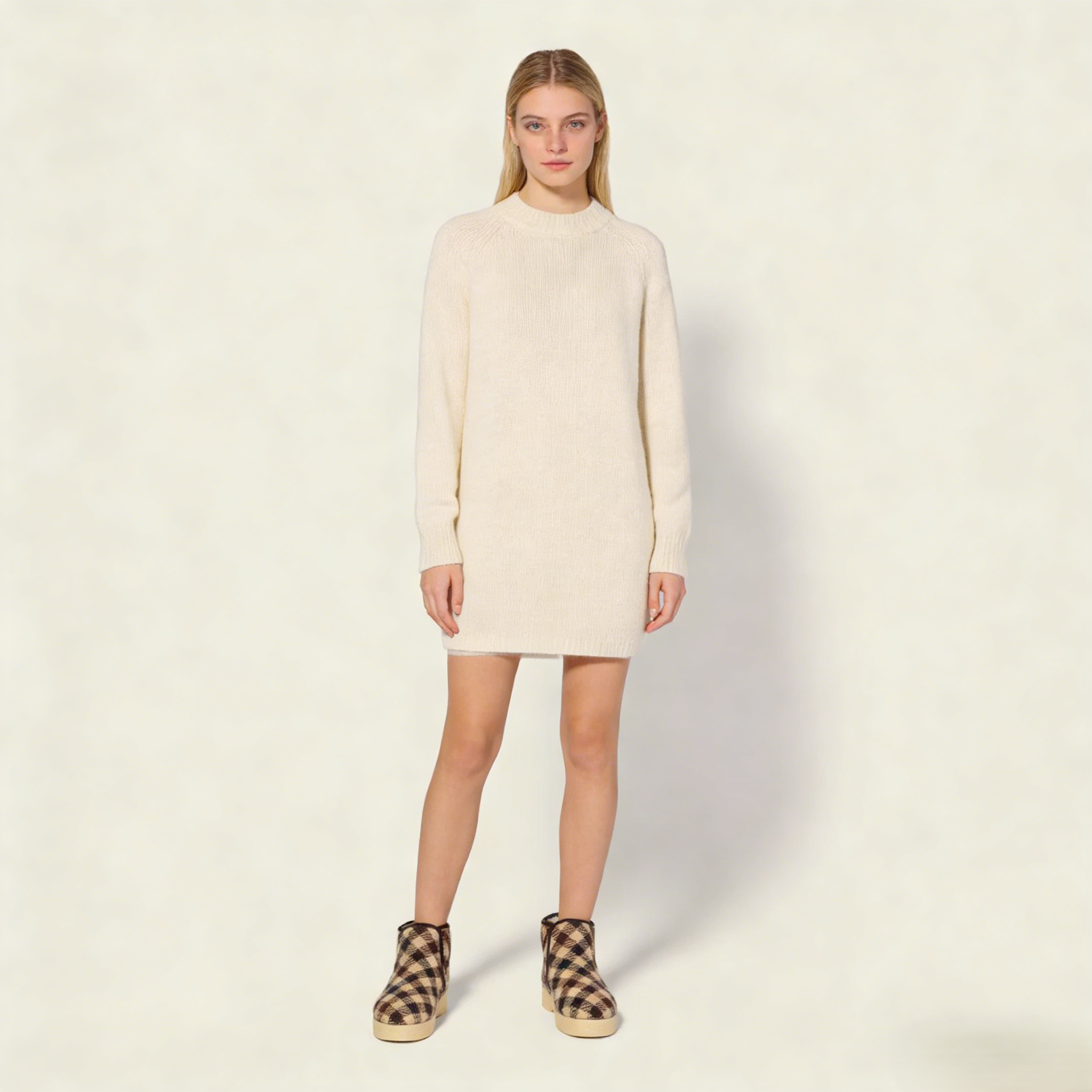 Women's Wool Knit Mini Shearling Boots