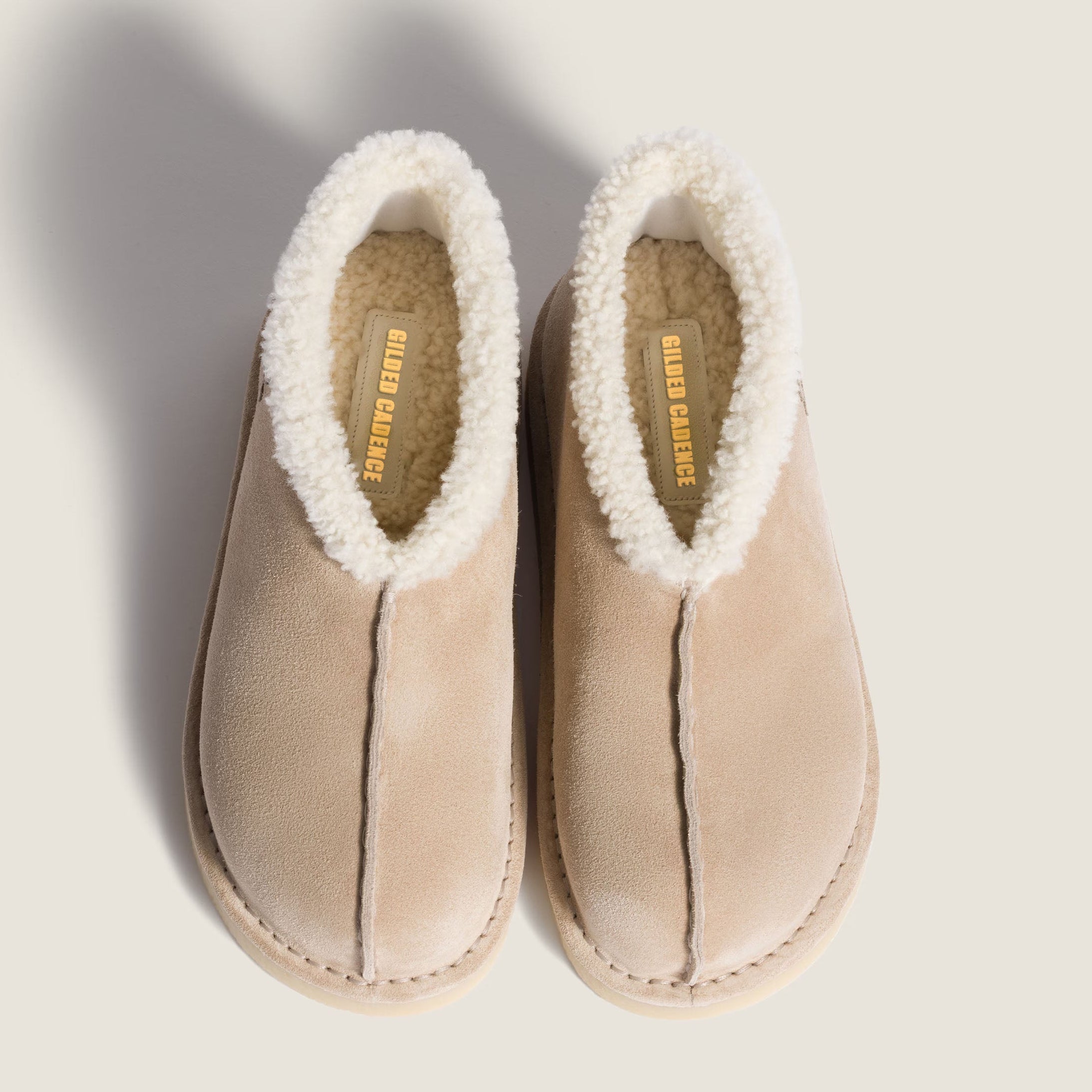 Beige Suede Shearling Mini Booties