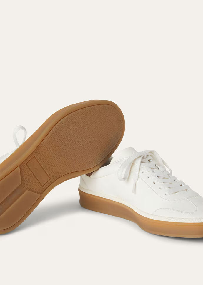 White Leather Tennis Walk Sneakers