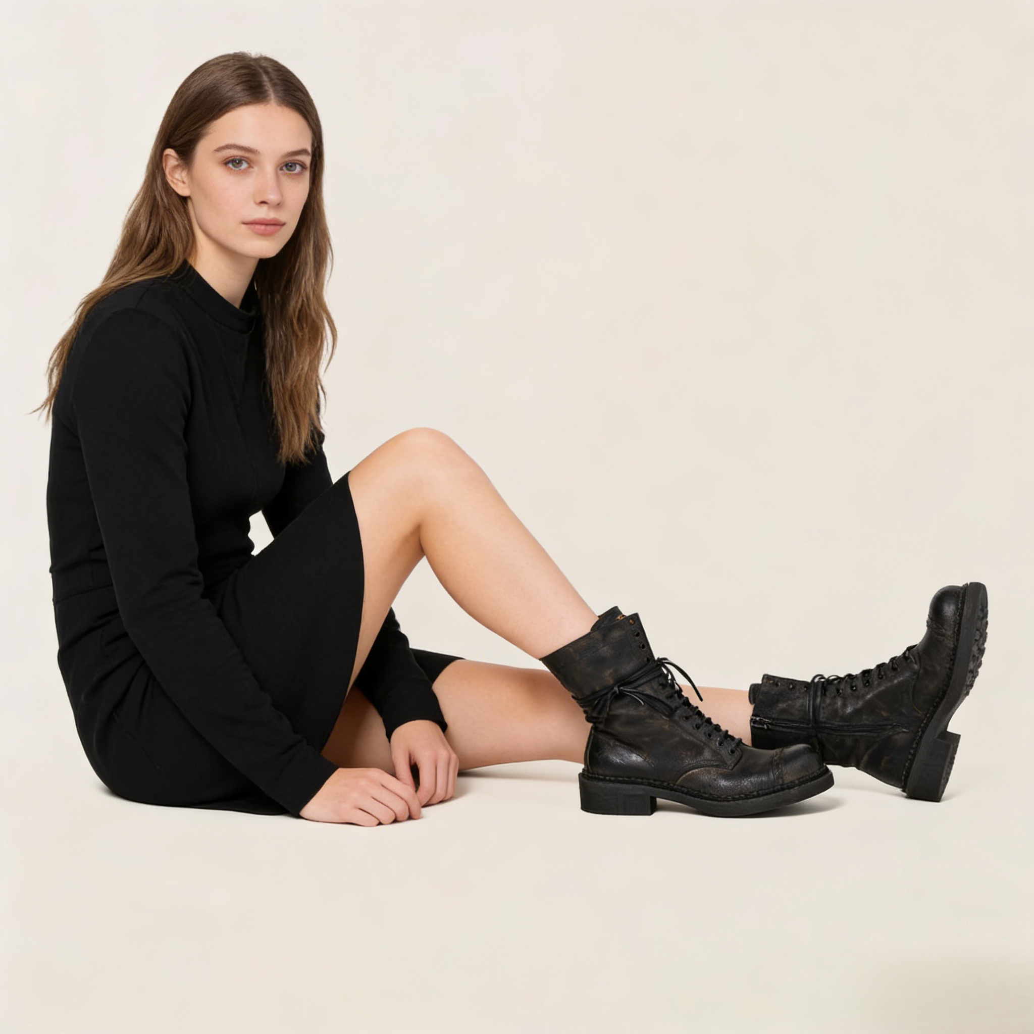 Leather laced booties