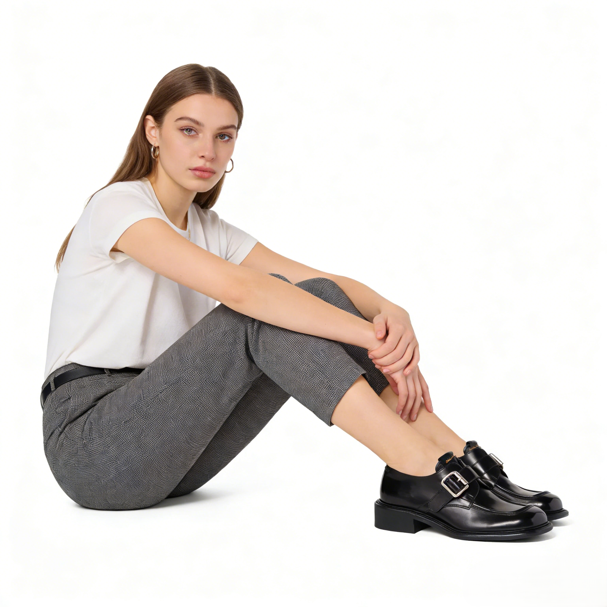 Black Polished Monk Strap Loafers