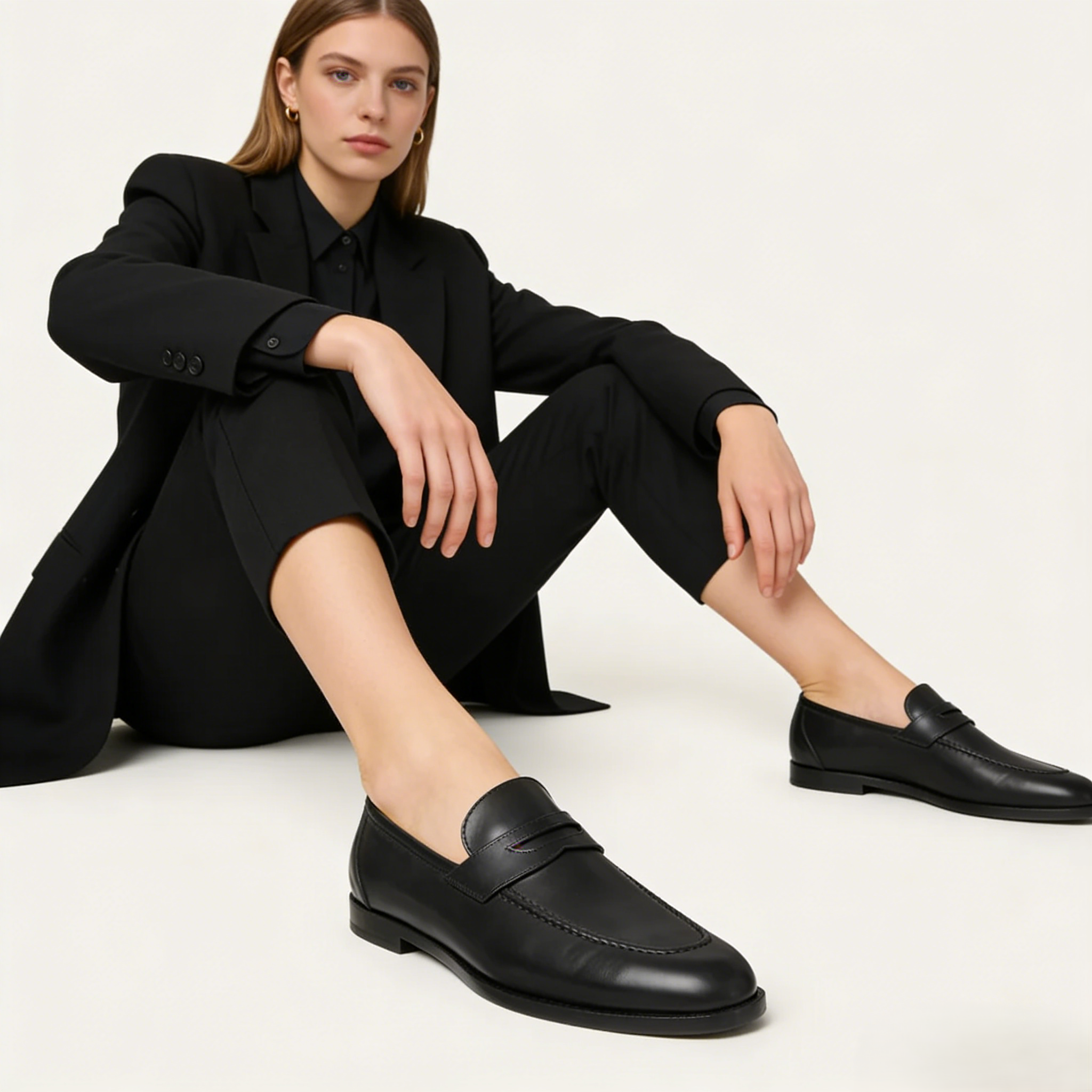 Women's Black Calfskin Sergio Loafers
