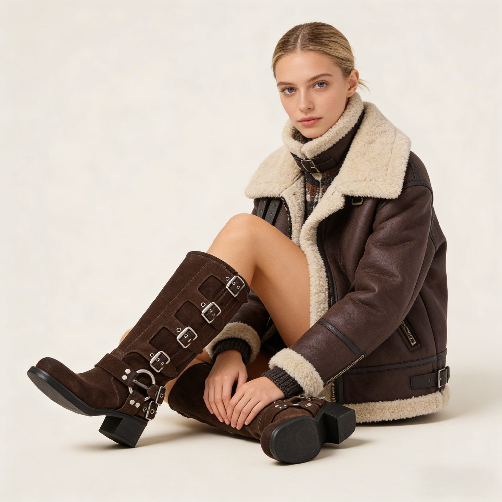 Women's Dark Brown Suede Tall Boots