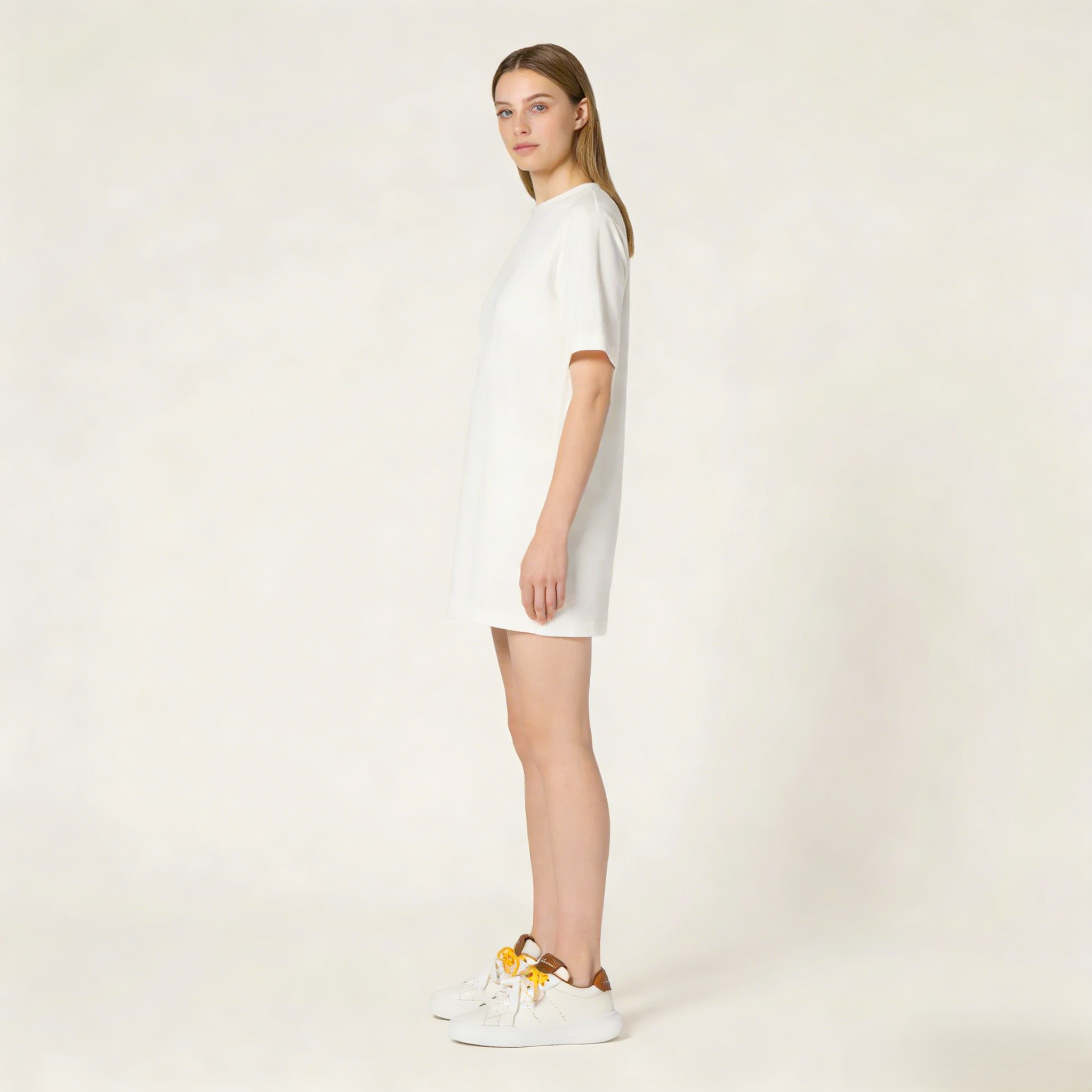 Women's White and Cognac Leather Sneakers