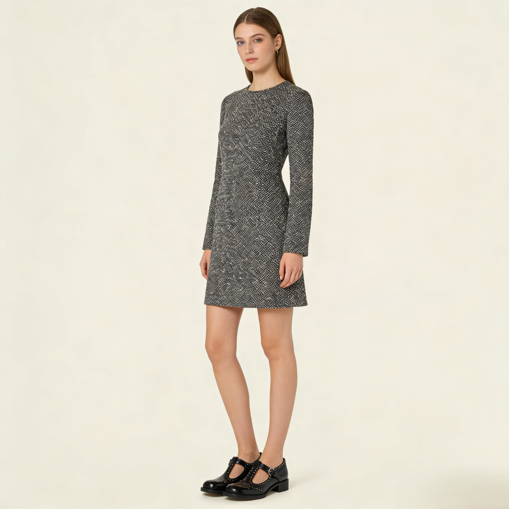 Black Brushed Leather T-Strap Brogues