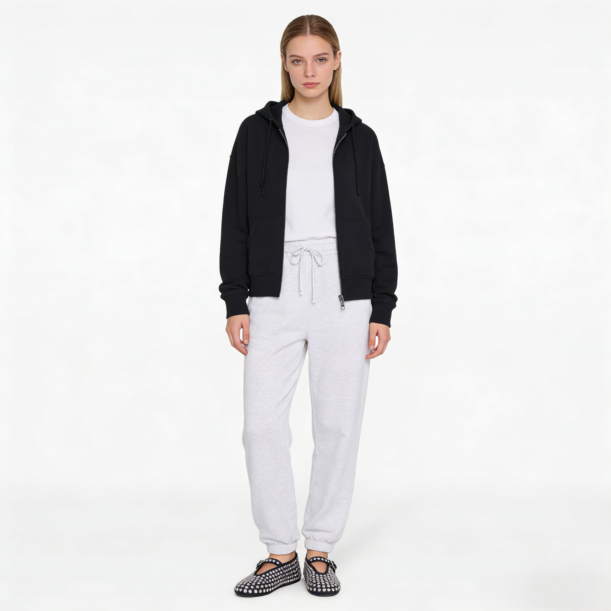 Black Lambskin Ballet Flats