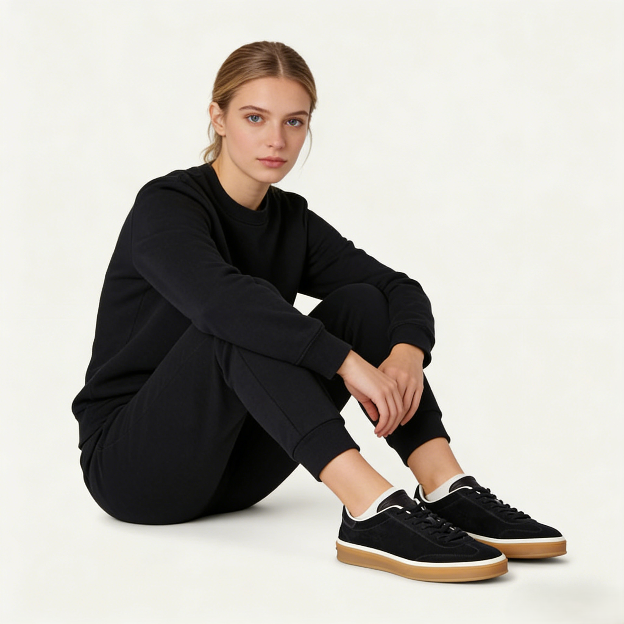 Black Suede Tennis Walk Sneakers