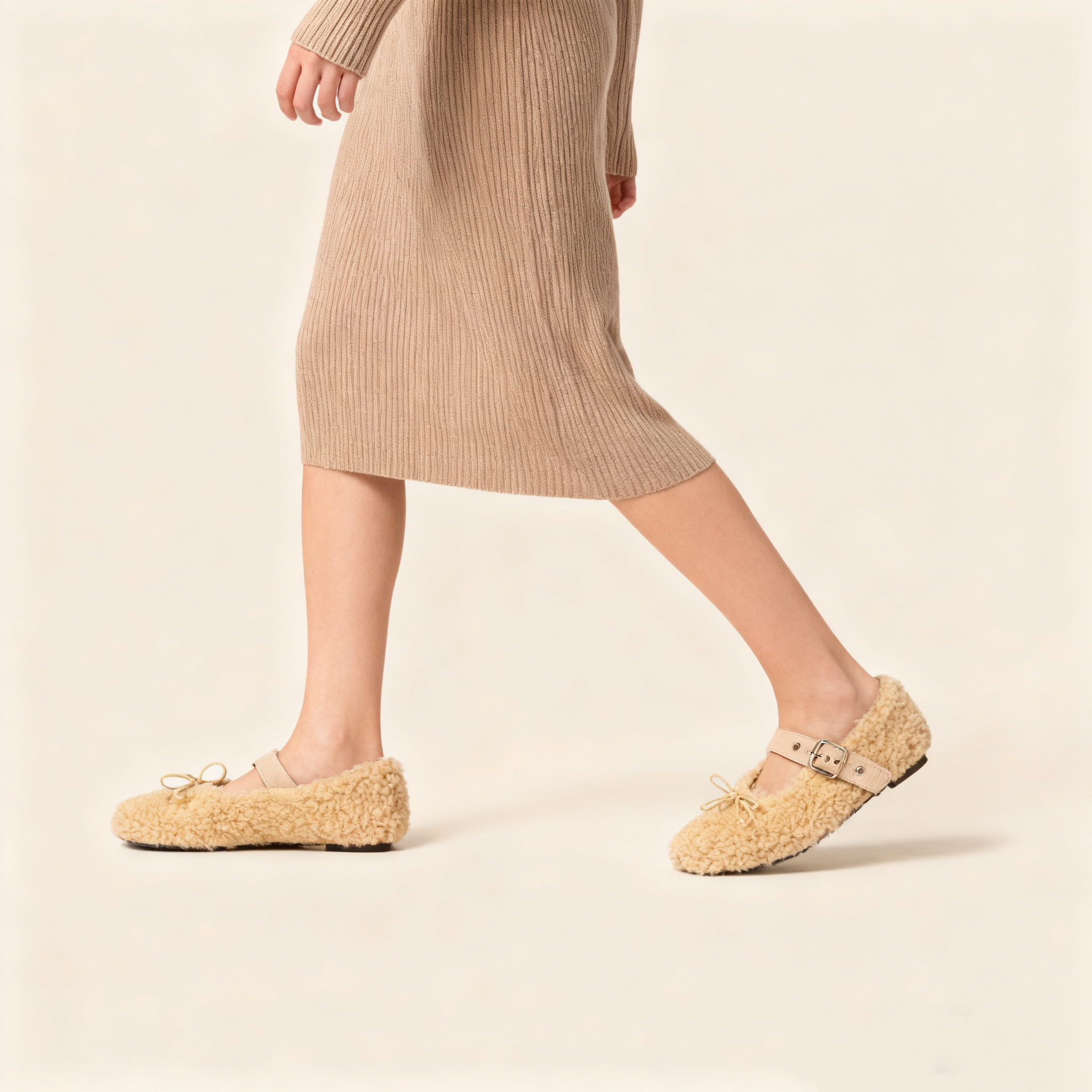 Shearling ballerinas