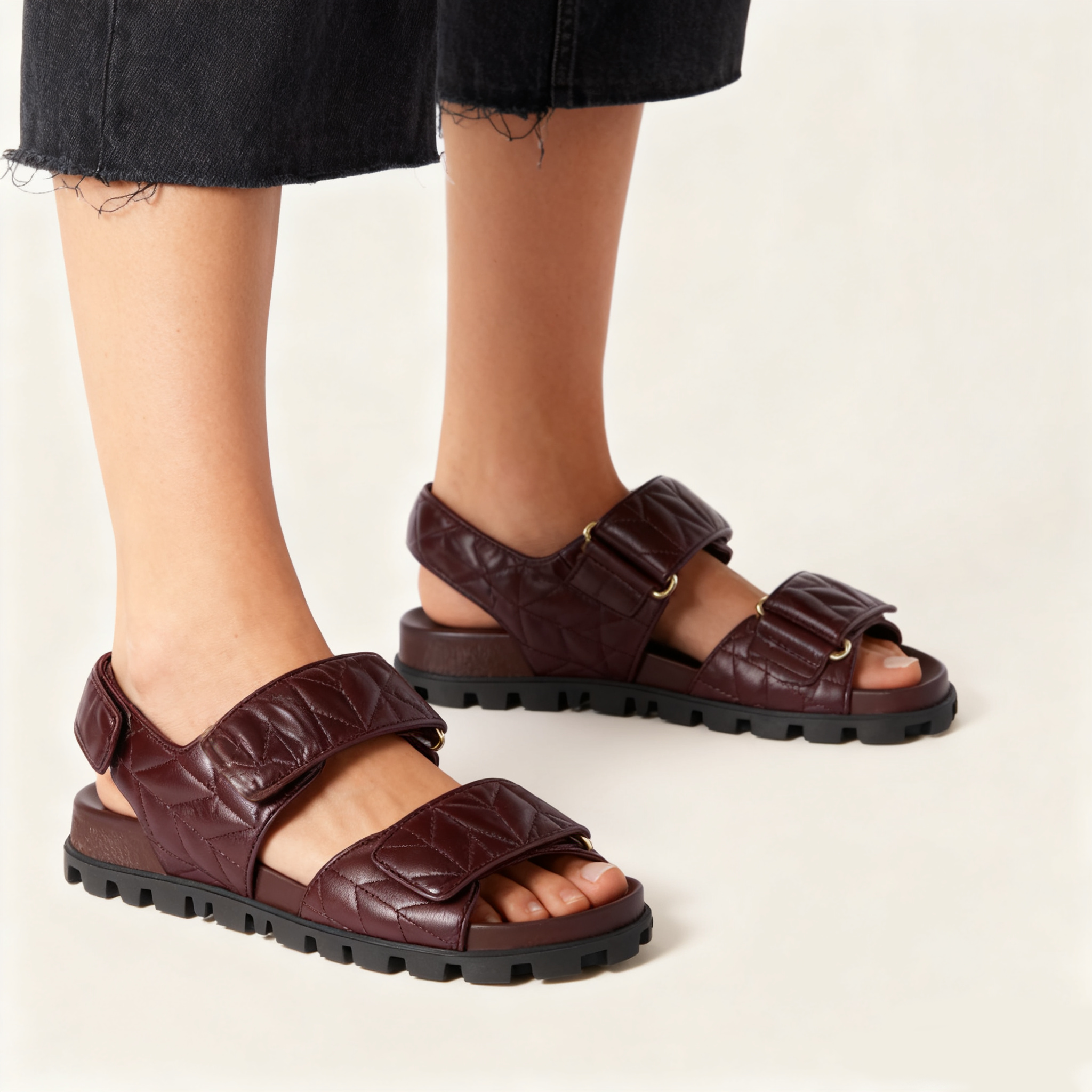 Sporty matelassé nappa leather sandals