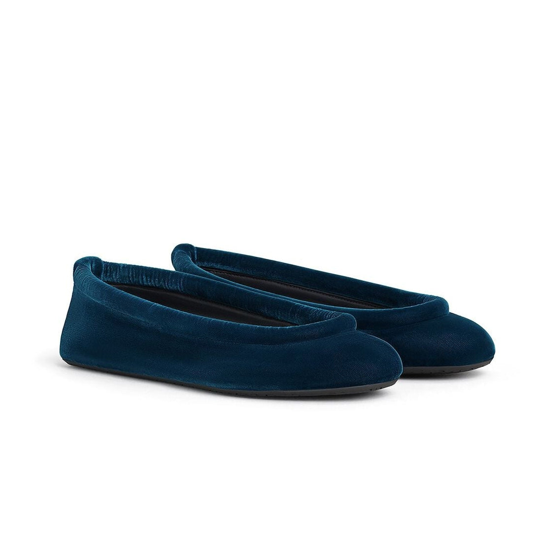 Peacock Blue Velvet Square Toe Flats