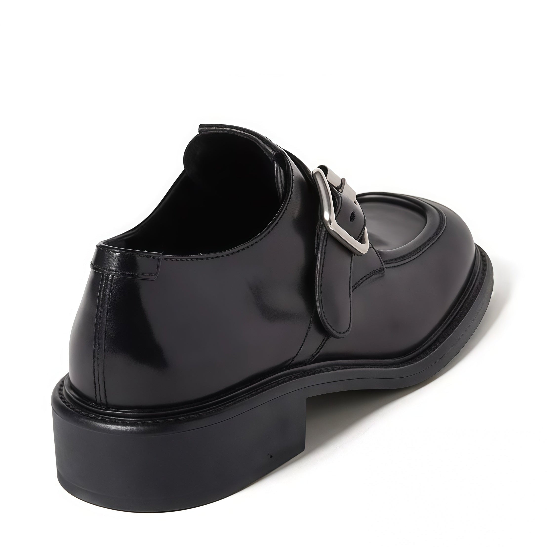 Black Polished Monk Strap Loafers