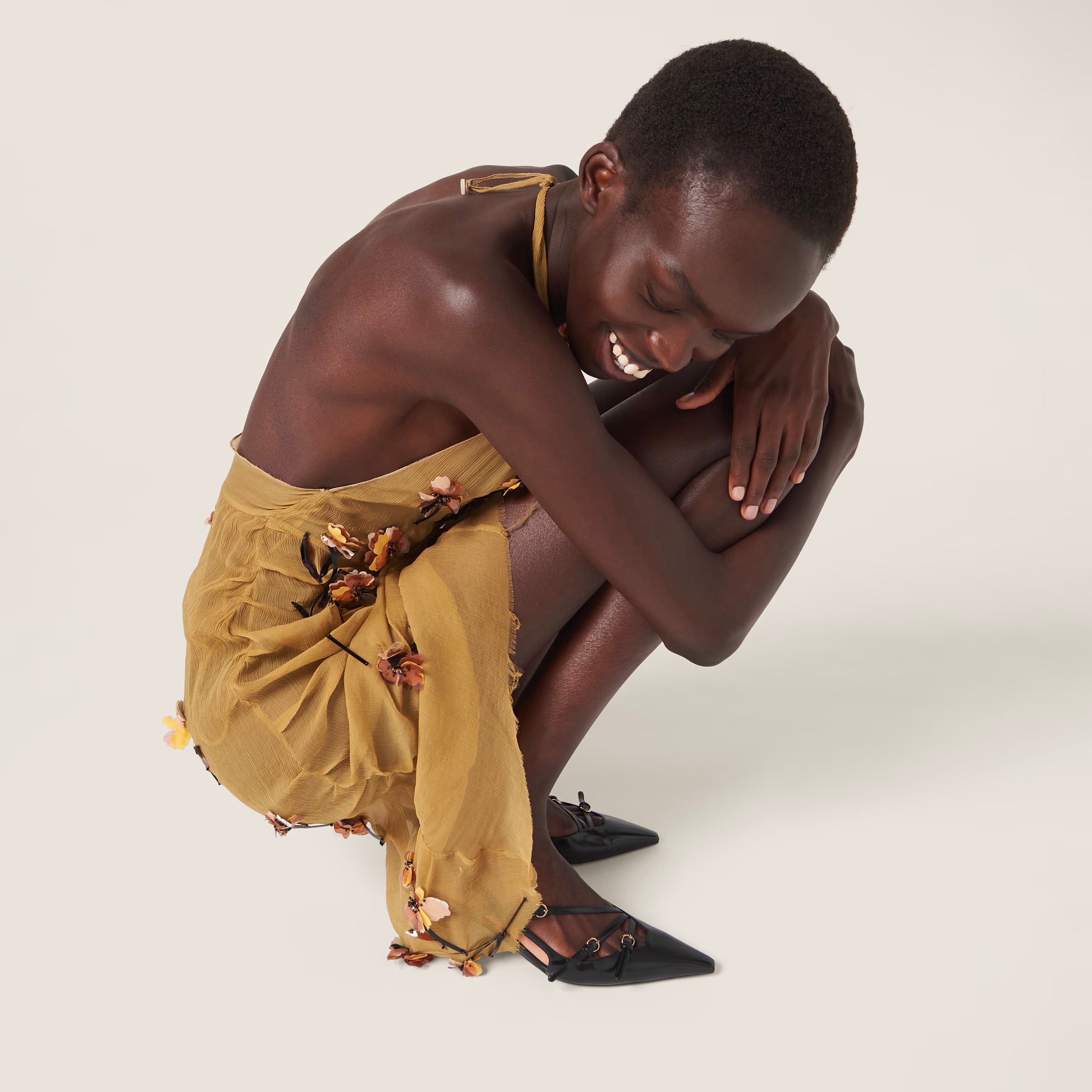 Brushed leather slingbacks with buckles