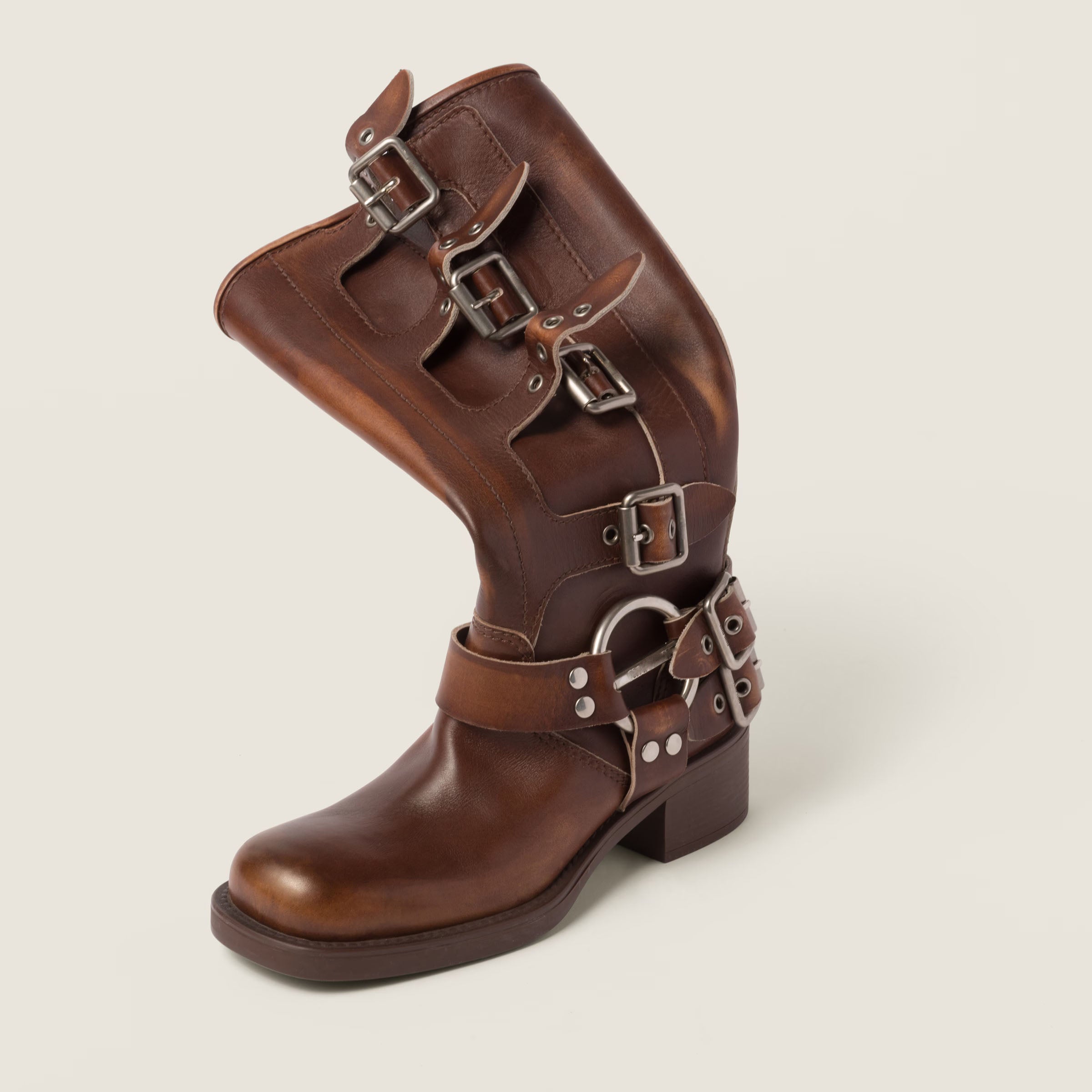 The Square-Toe Calfskin Boot (55mm) - Sienna