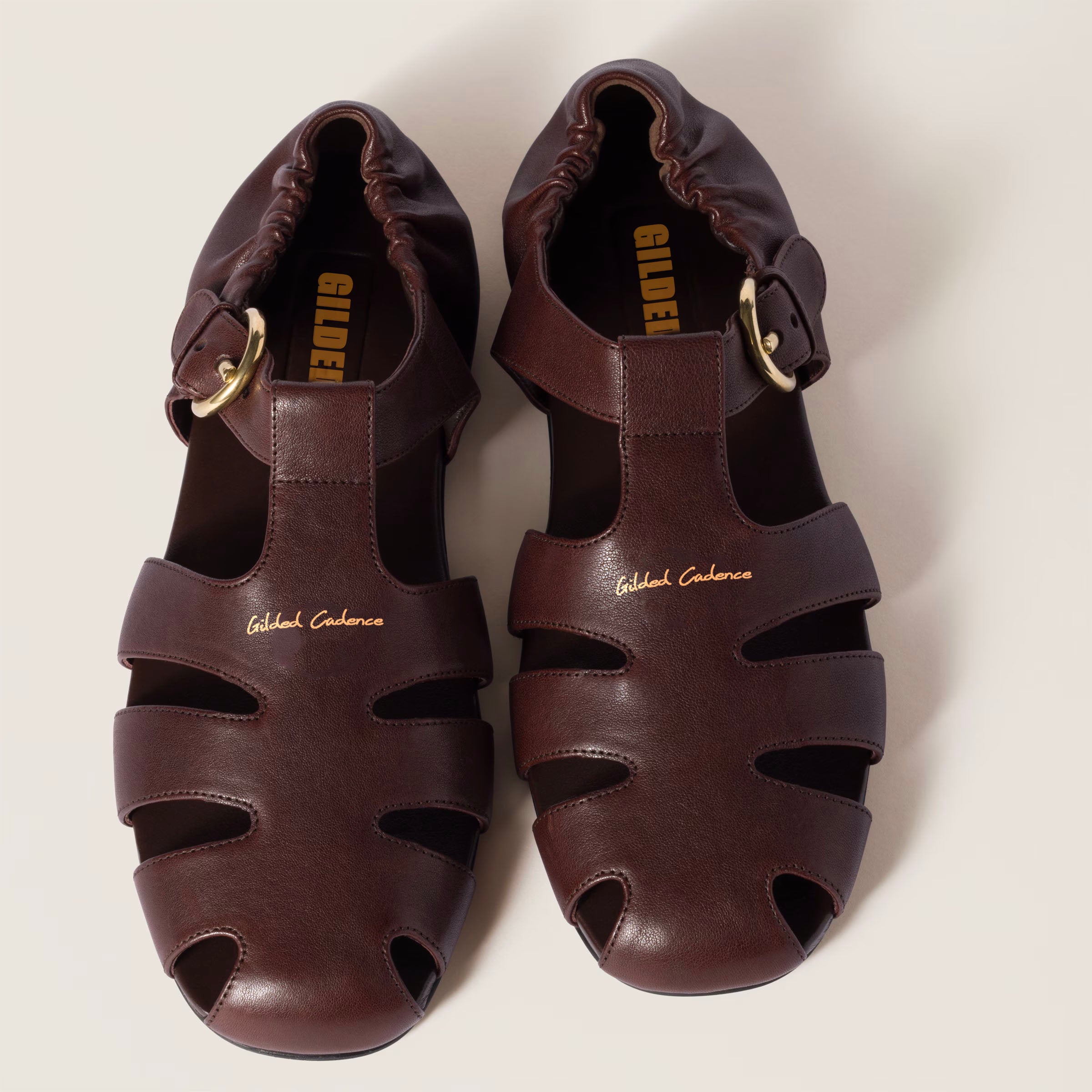 Ruches nappa leather fisherman's sandals