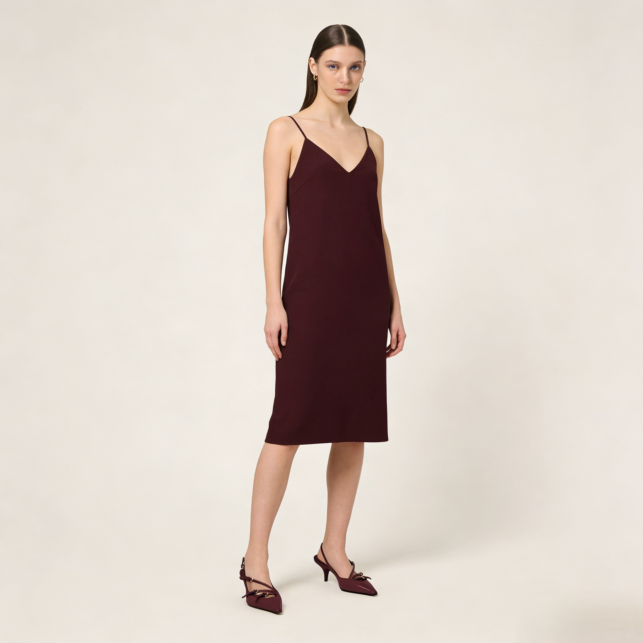 Plum Patent Leather Buckle Slingbacks