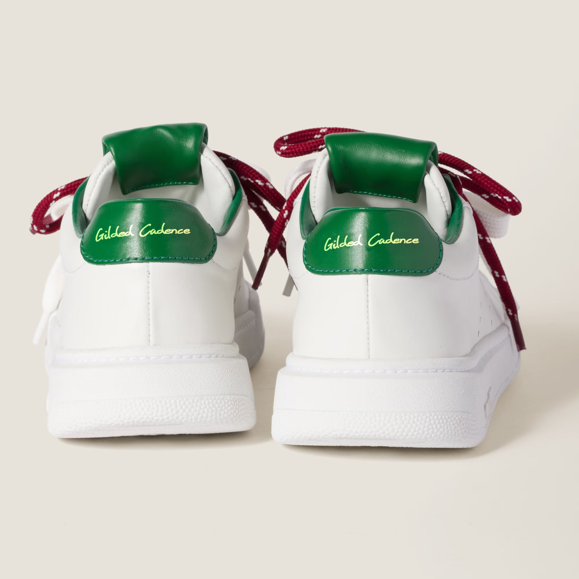 Women's White and Green Leather Sneakers