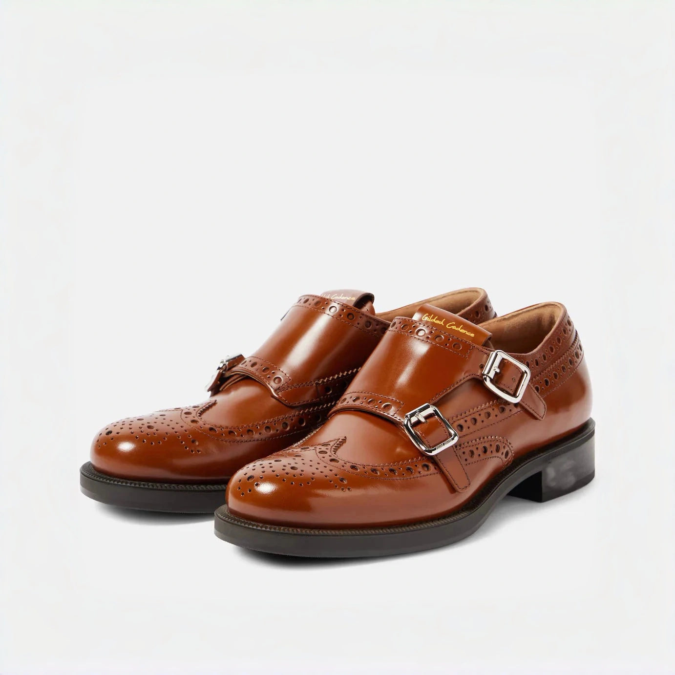 Double Monk Strap Leather Brogues