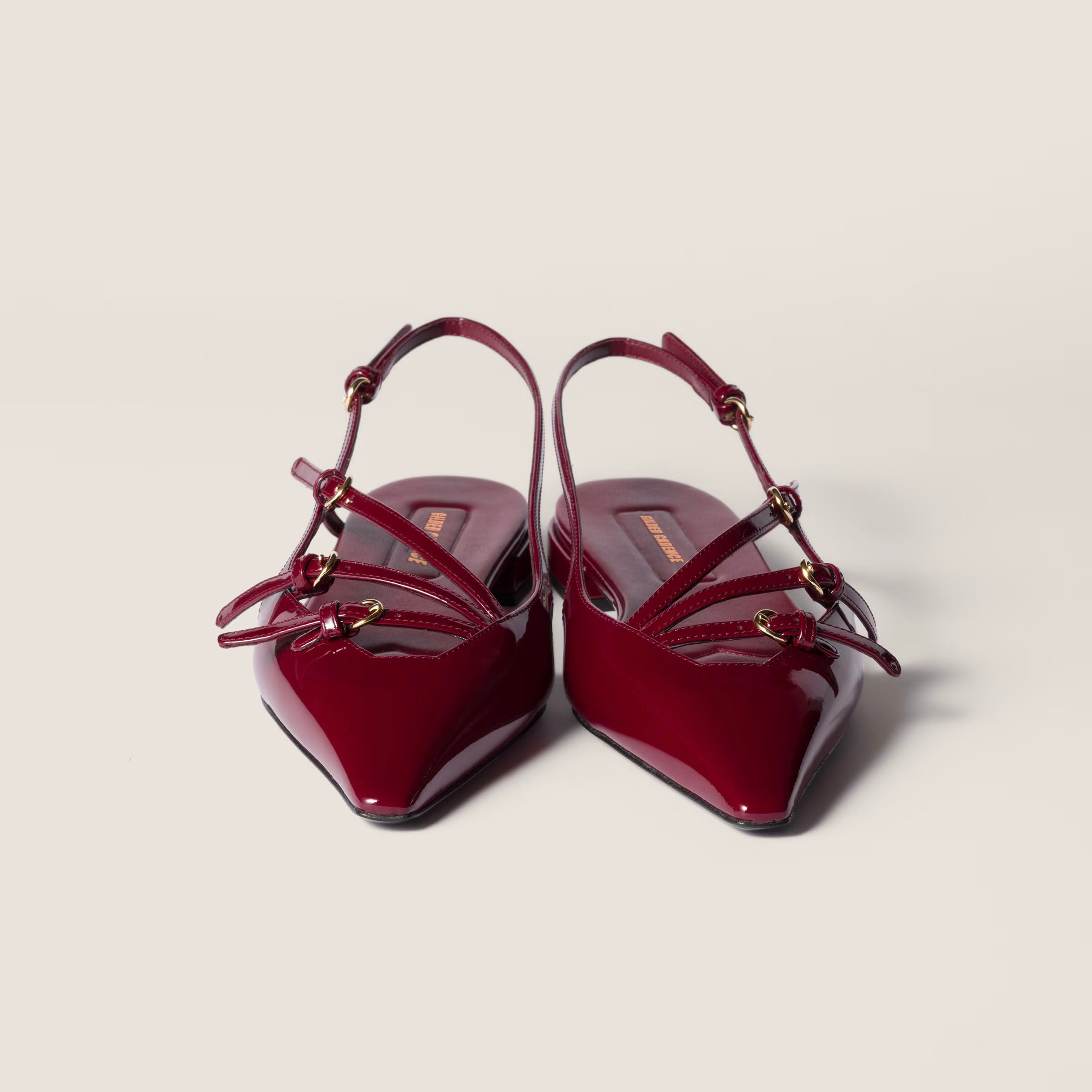 Patent leather slingback ballerinas with buckles
