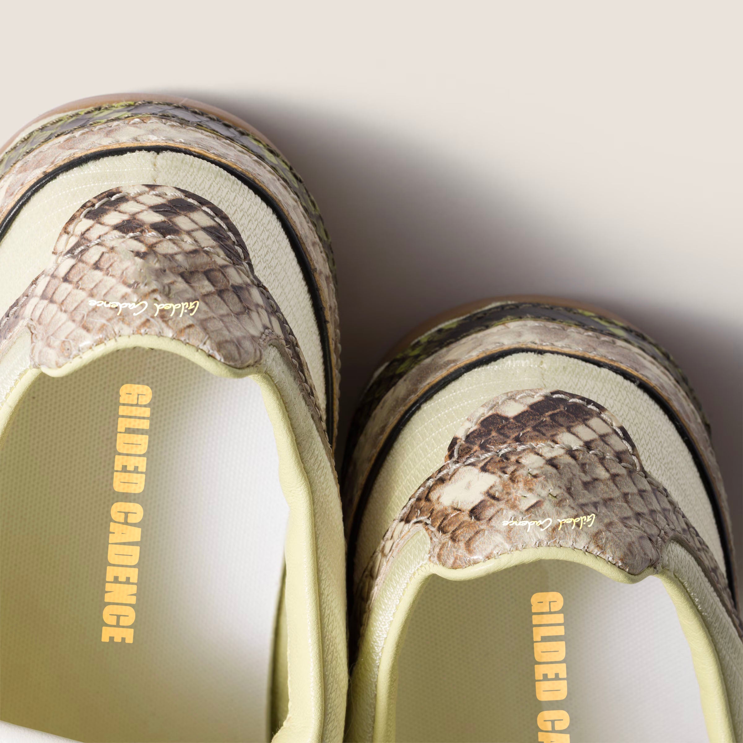 Gymnasium technical fabric and python-print Ayers leather sneakers