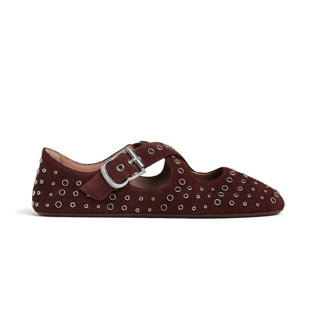 Criss Cross Suede Eyelet Ballet Flats