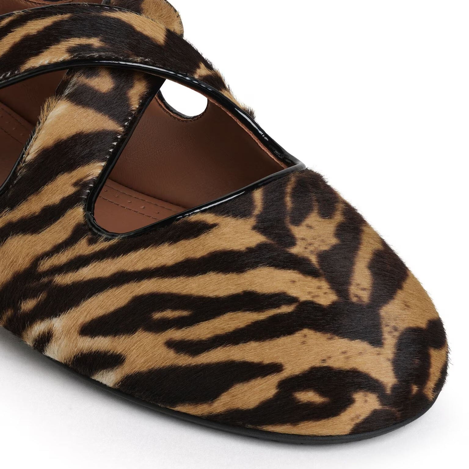 Leopard Haircalf Criss Cross Flats