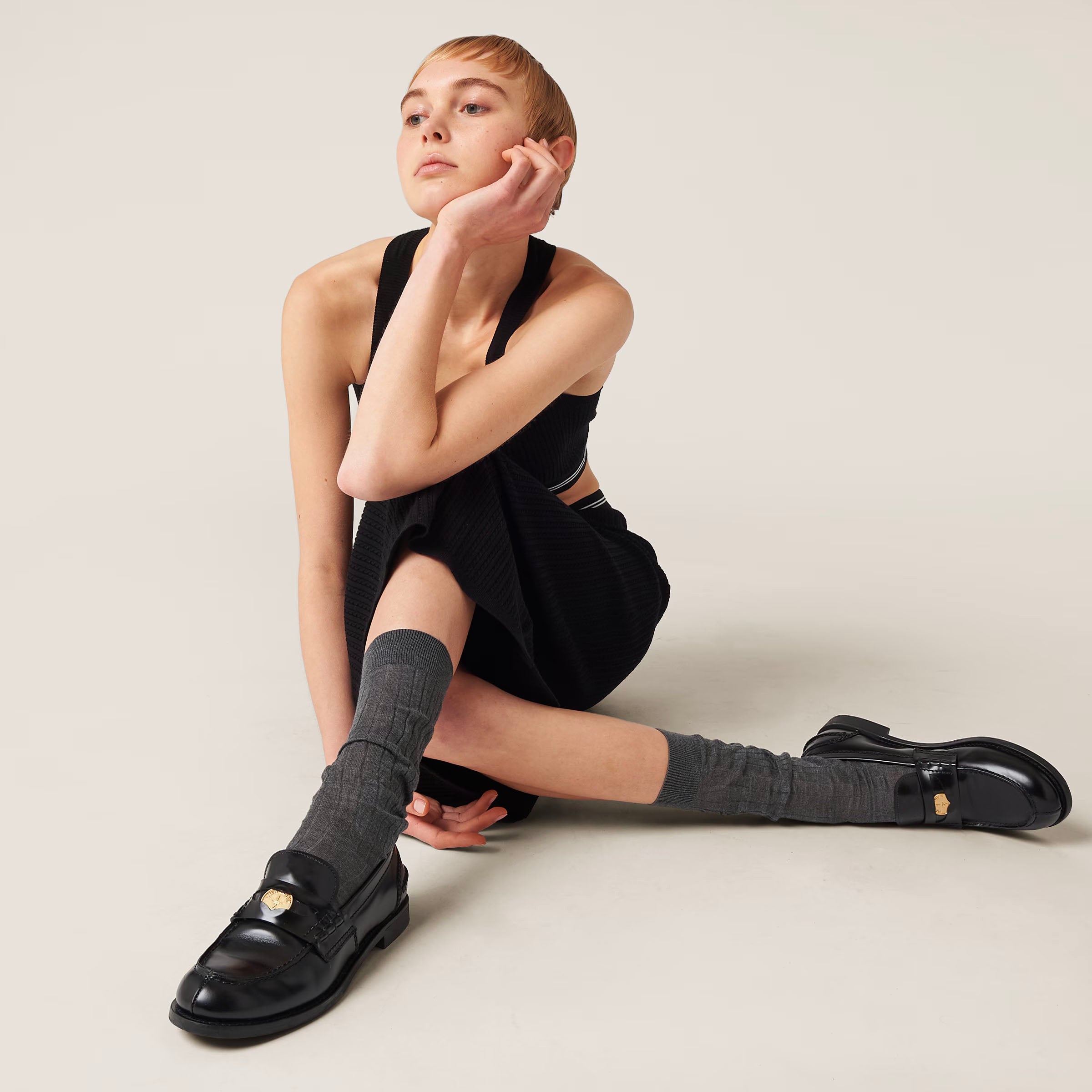 Brushed leather penny loafers