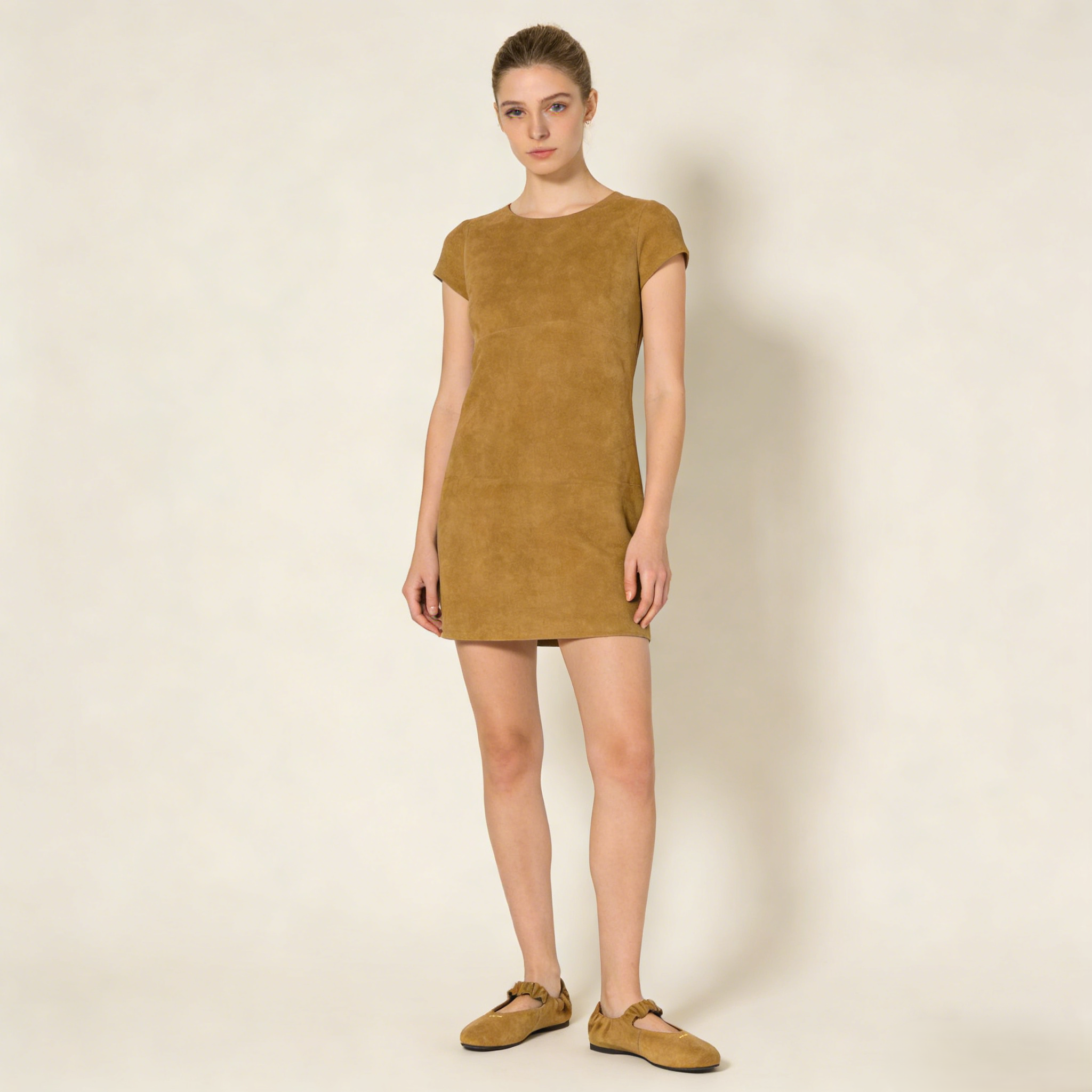 Ruches suede ballerinas