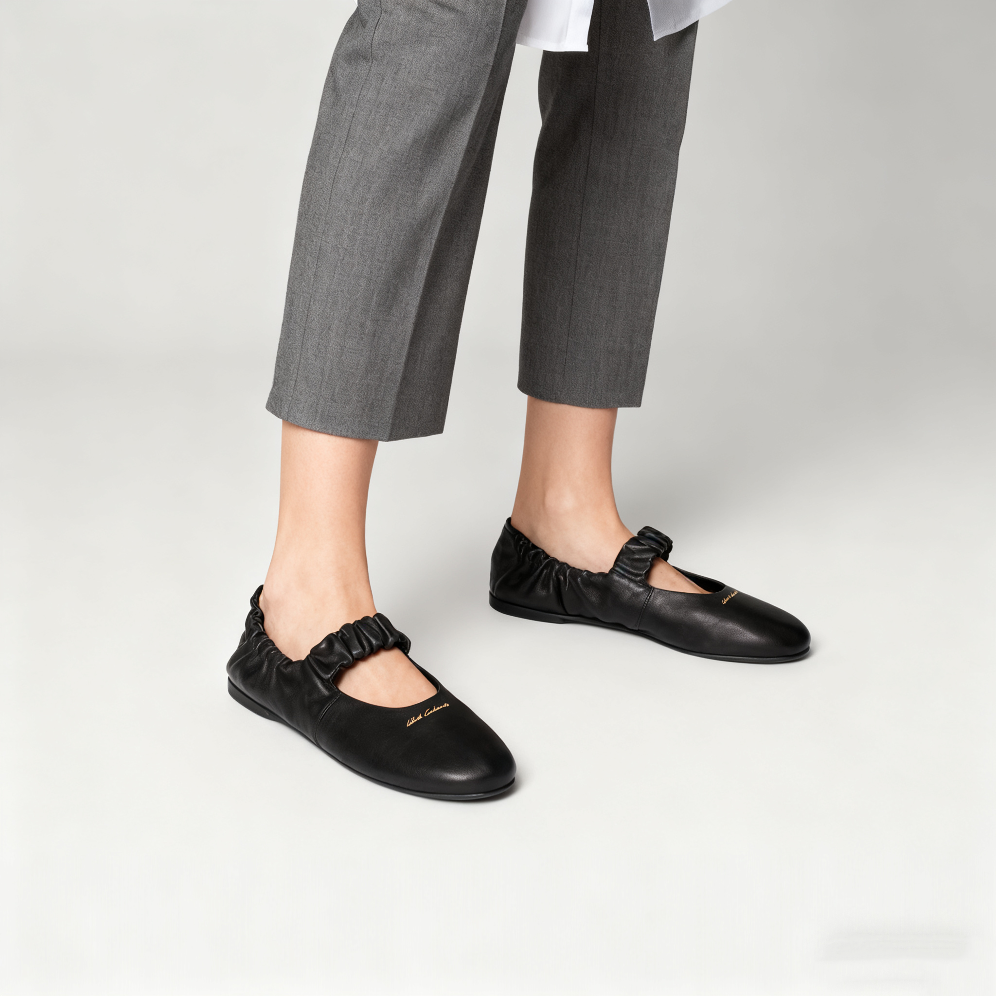 Ruches nappa leather ballerinas