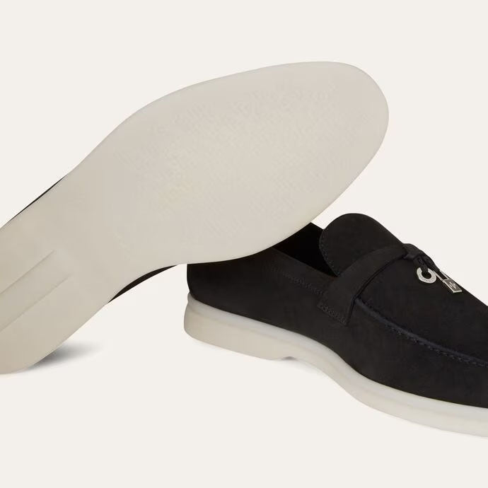 Women's Black Suede Summer Loafers