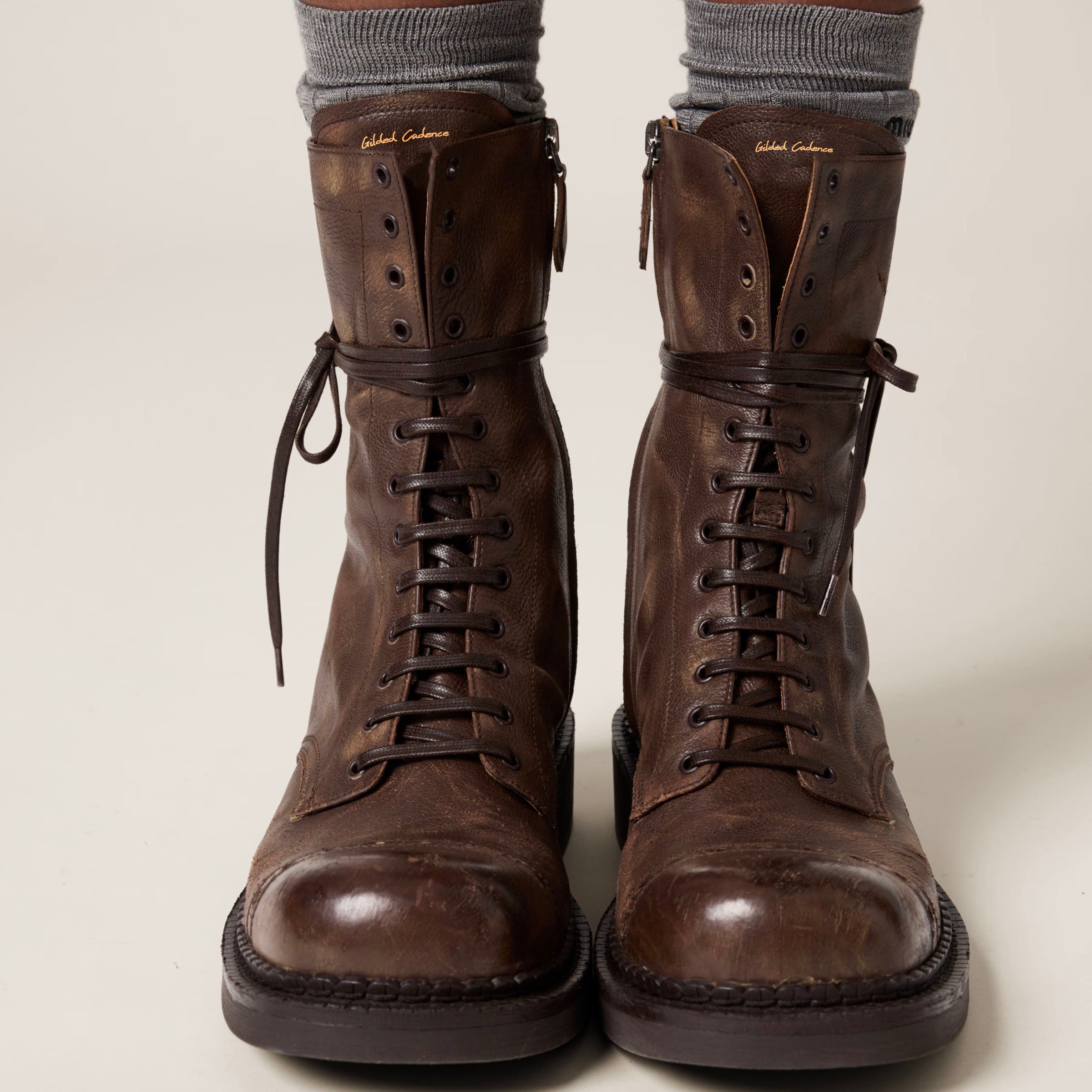 Leather laced booties