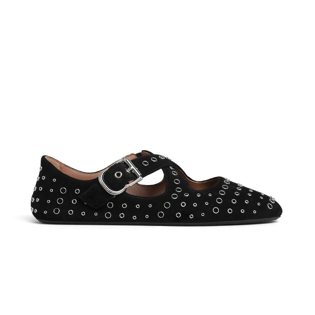 Criss Cross Suede Eyelet Ballet Flats