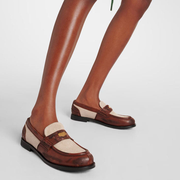 Logo Leather - Trimmed Loafers