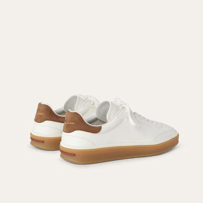 White Leather Tennis Walk Sneakers
