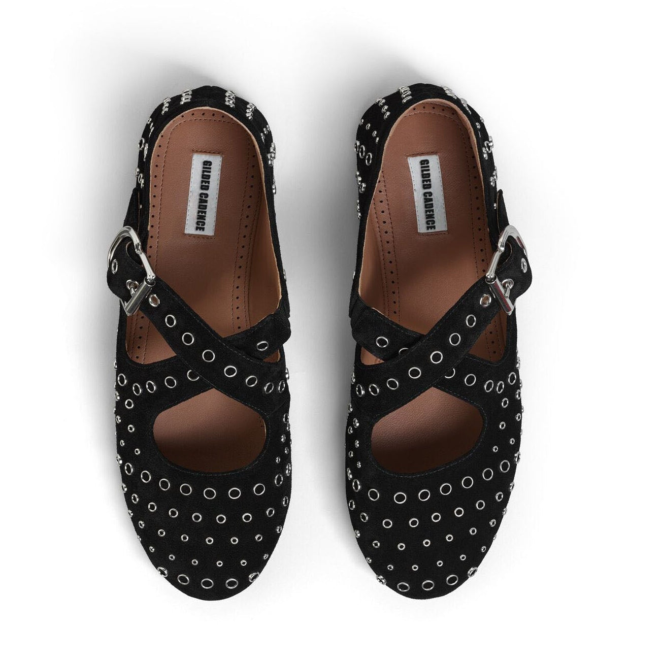 Criss Cross Suede Eyelet Ballet Flats