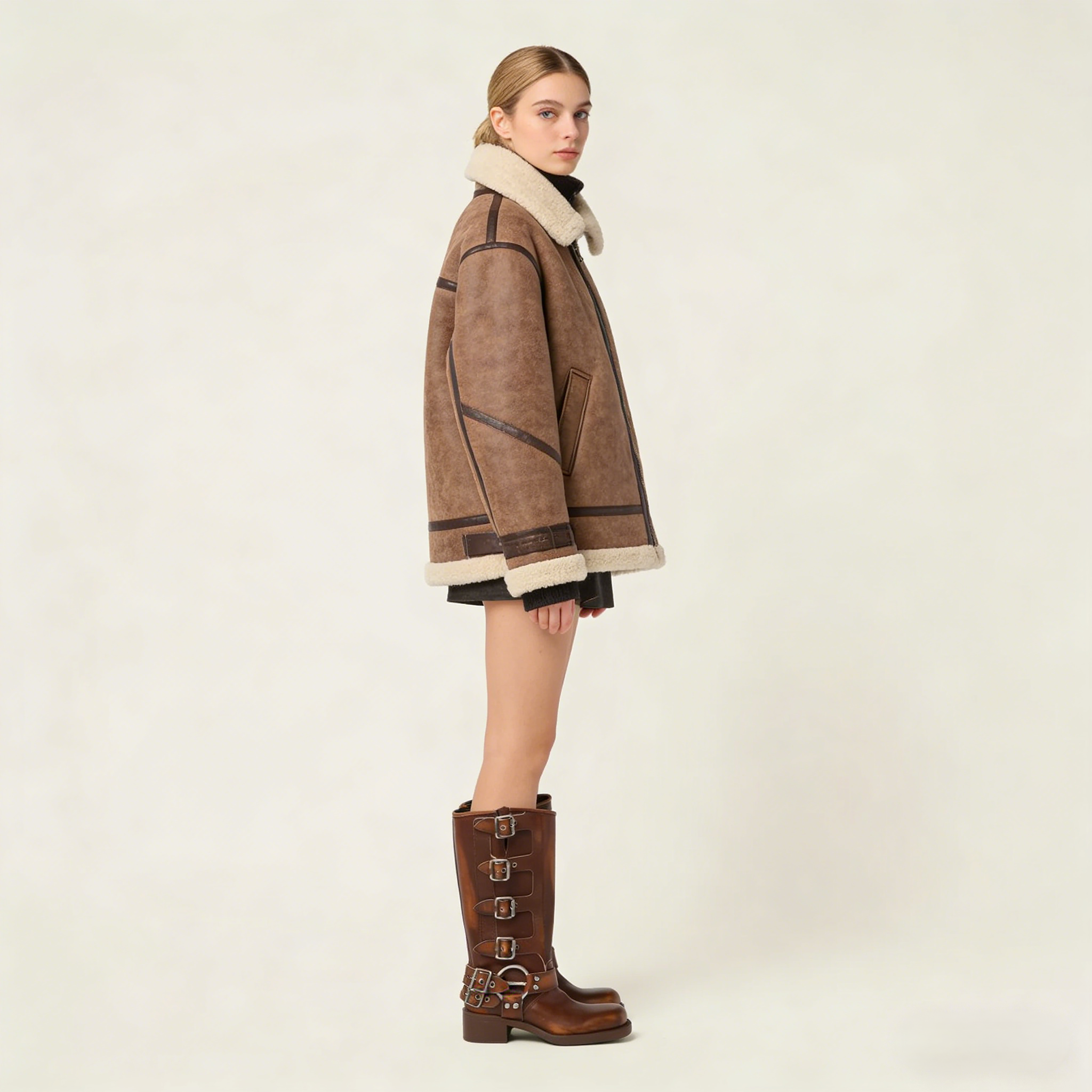 The Square-Toe Calfskin Boot (55mm) - Sienna