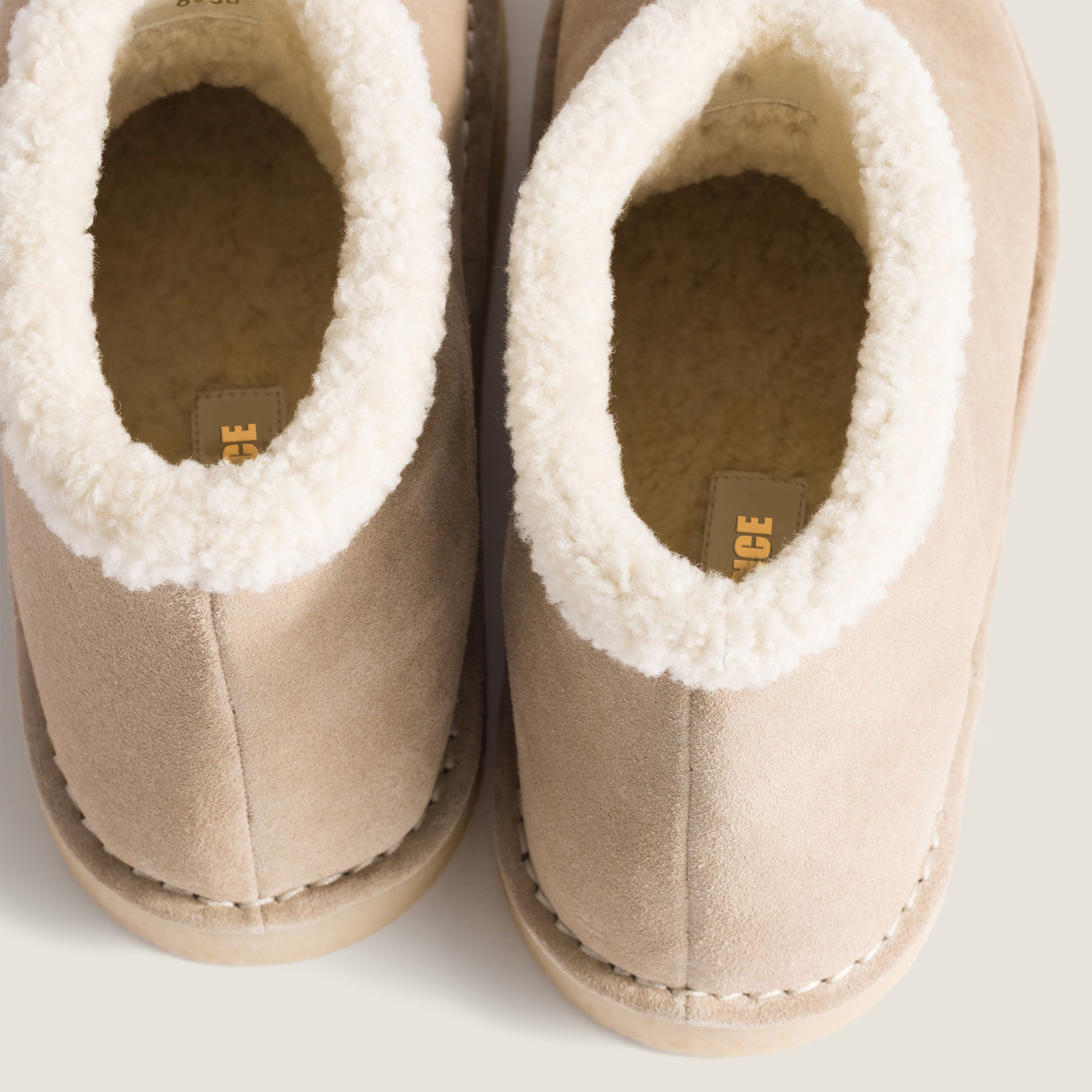 Beige Suede Fold-Over Winter Booties